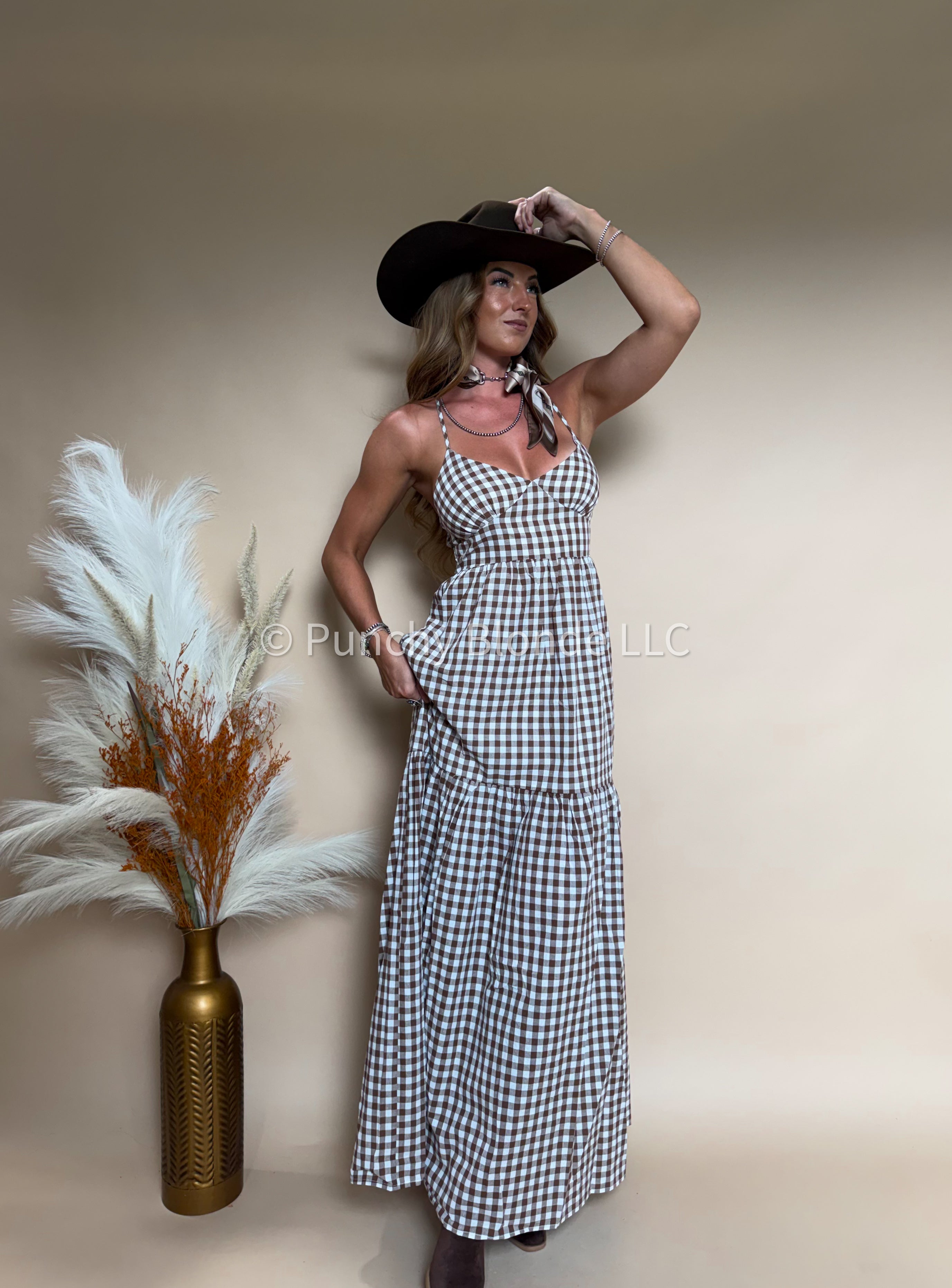 checked maxi dress Chic Check Lioness - District Maxi Color-Gold Size:9 US/ AGE 1-4 Years/Toddler western weddings