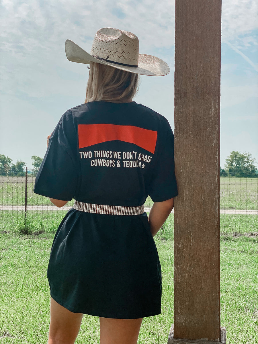 Two Things We Don't Chase Cowboys And Tequila Long Sleeve T-Shirt