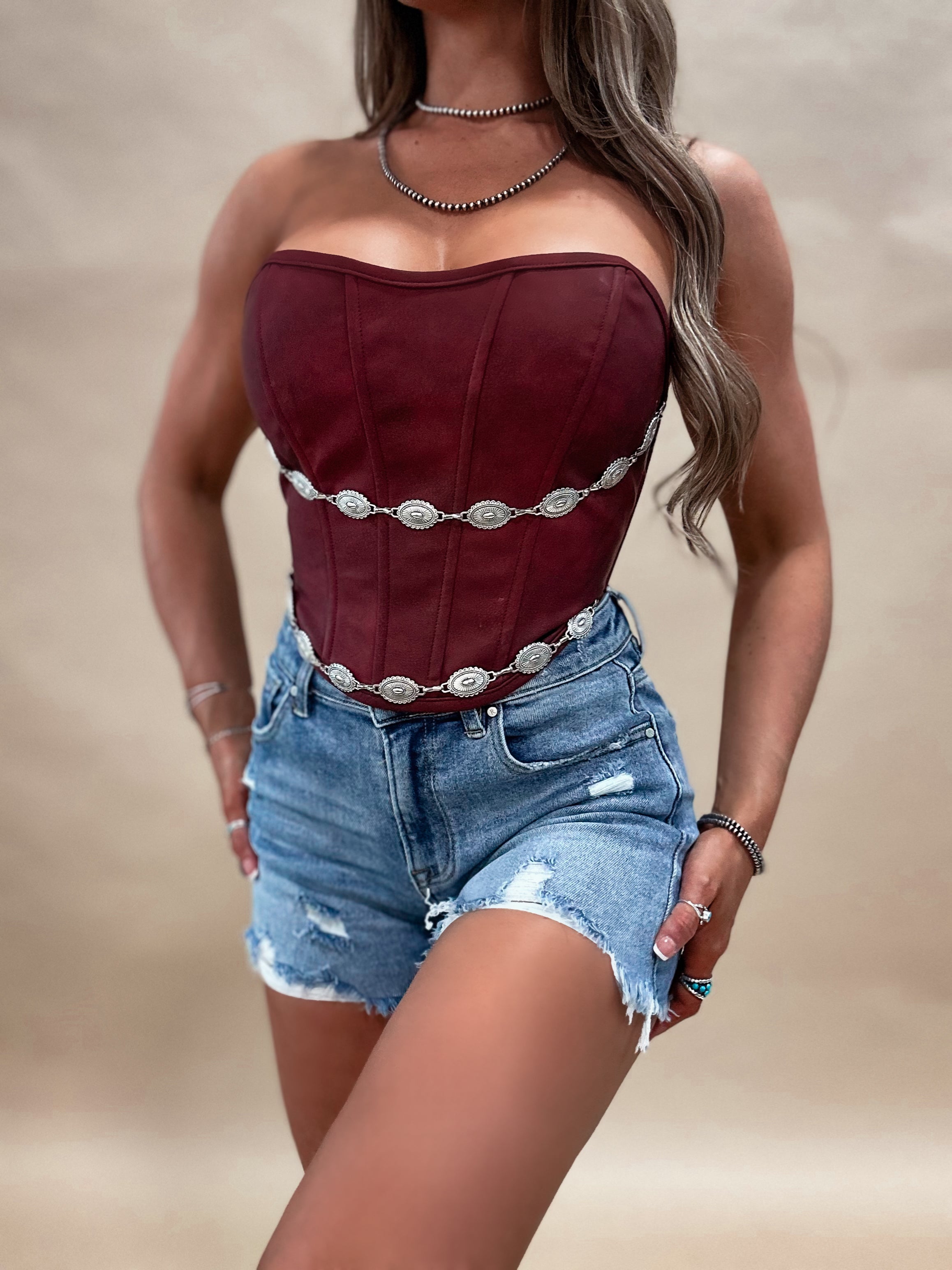 Red Wagon Concho Corset Top