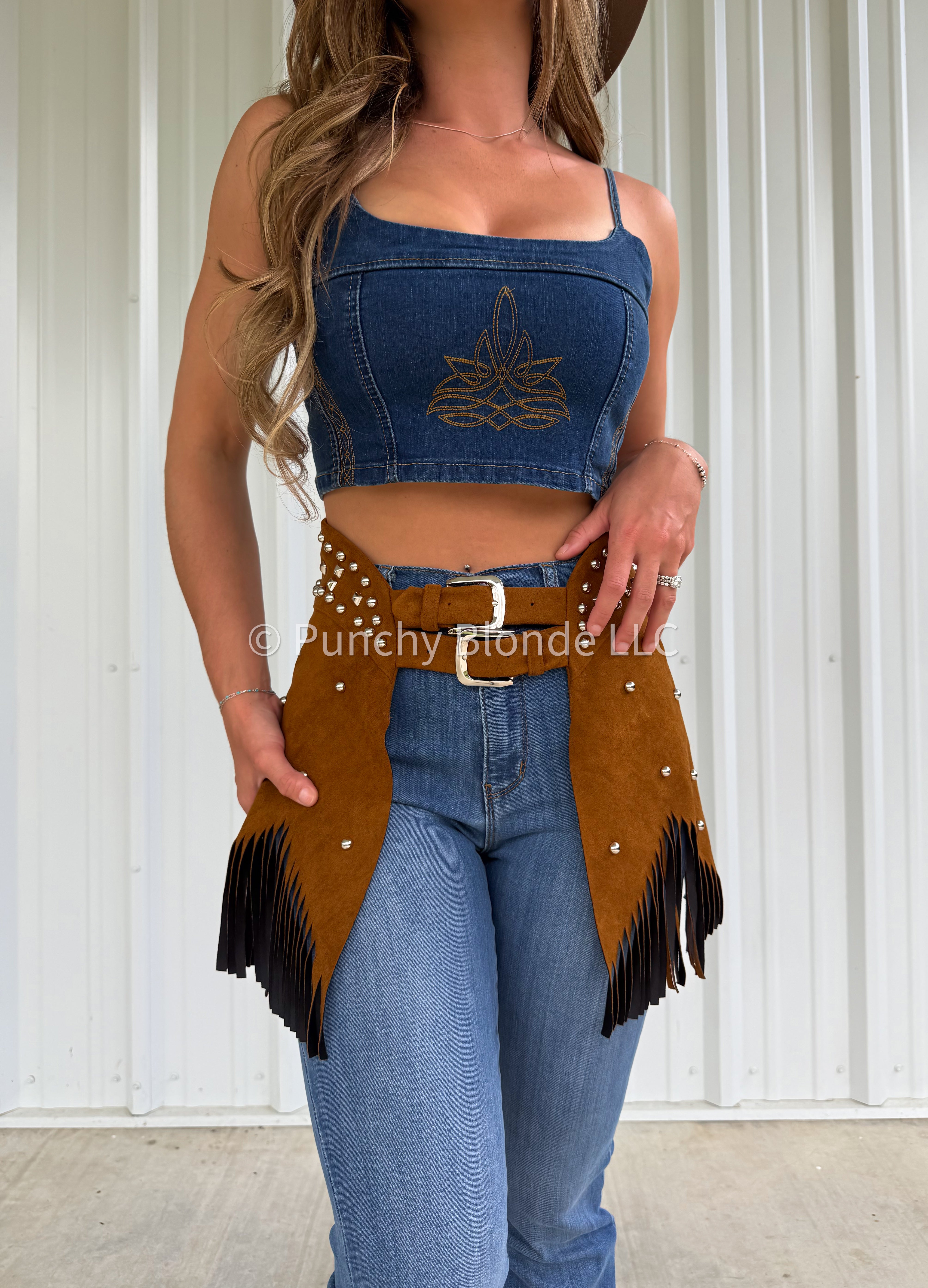 Whiskey Denim Crop Top