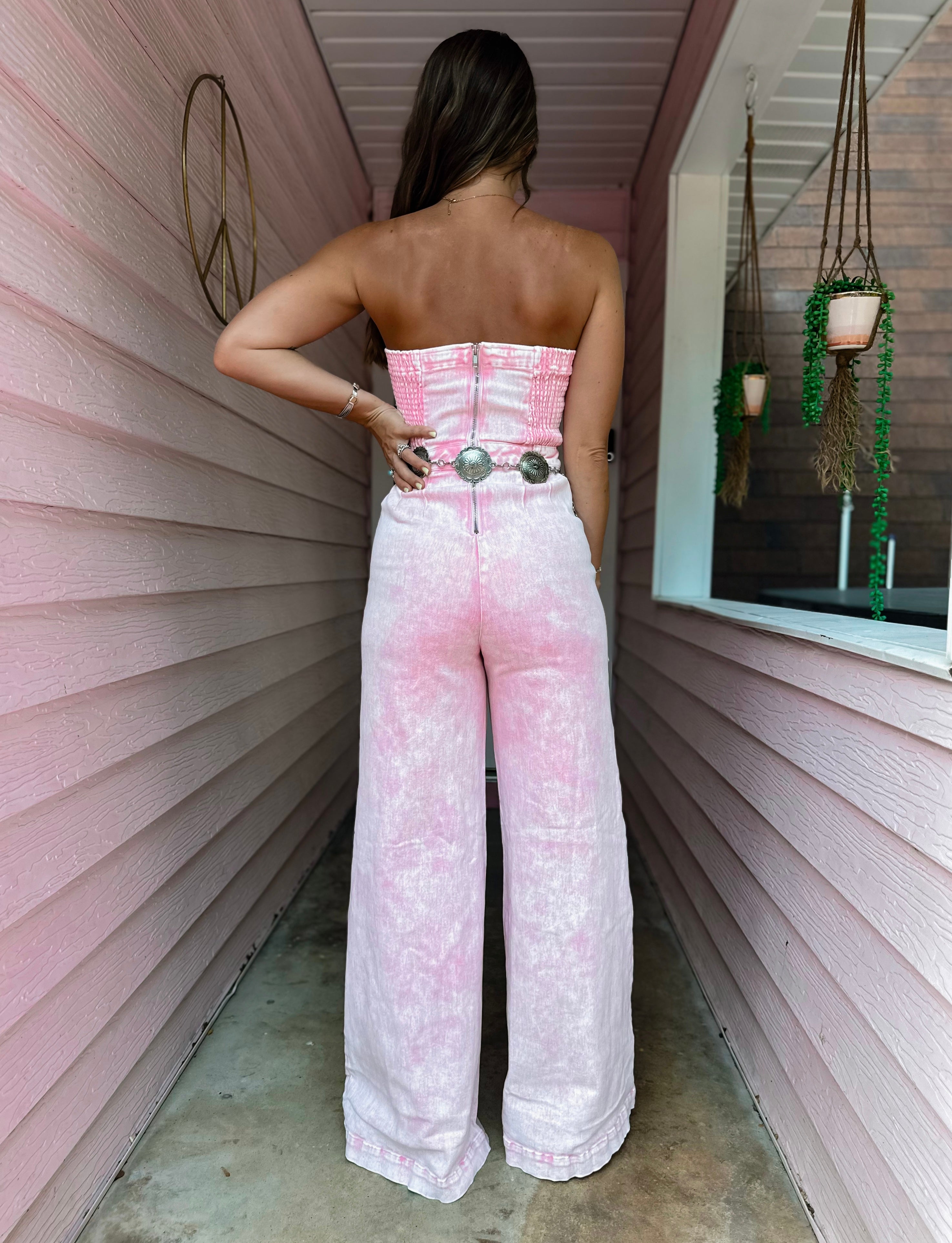 Sweet Pink Denim Jumpsuit