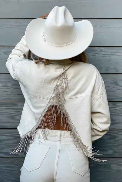 FINAL SALE Medium 1 Rhinestone Cowgirl Fringe Jacket