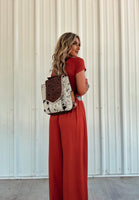 Tooled Sunflower Hair On Hide Backpack