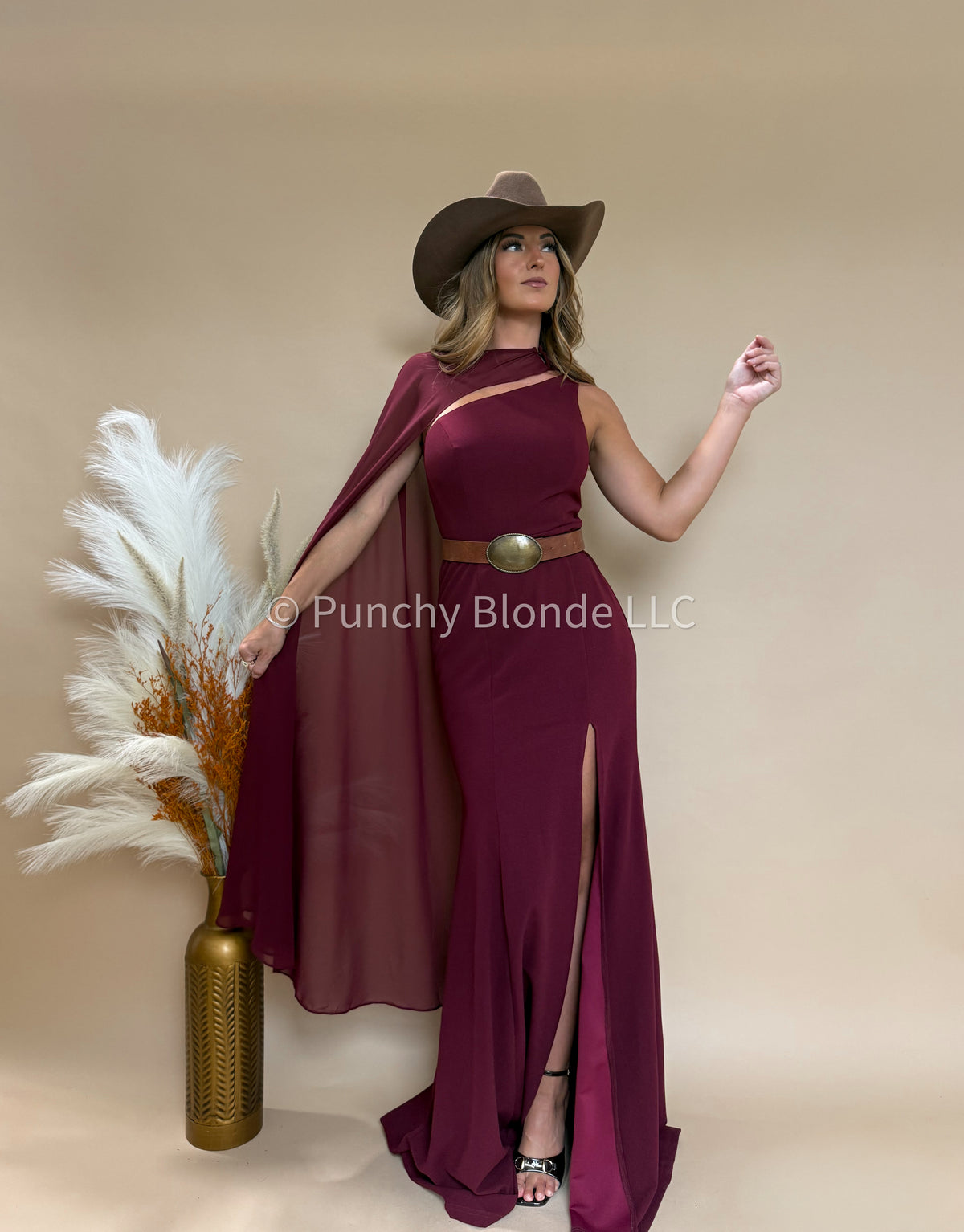 Merlot Muse Cape Maxi Dresses