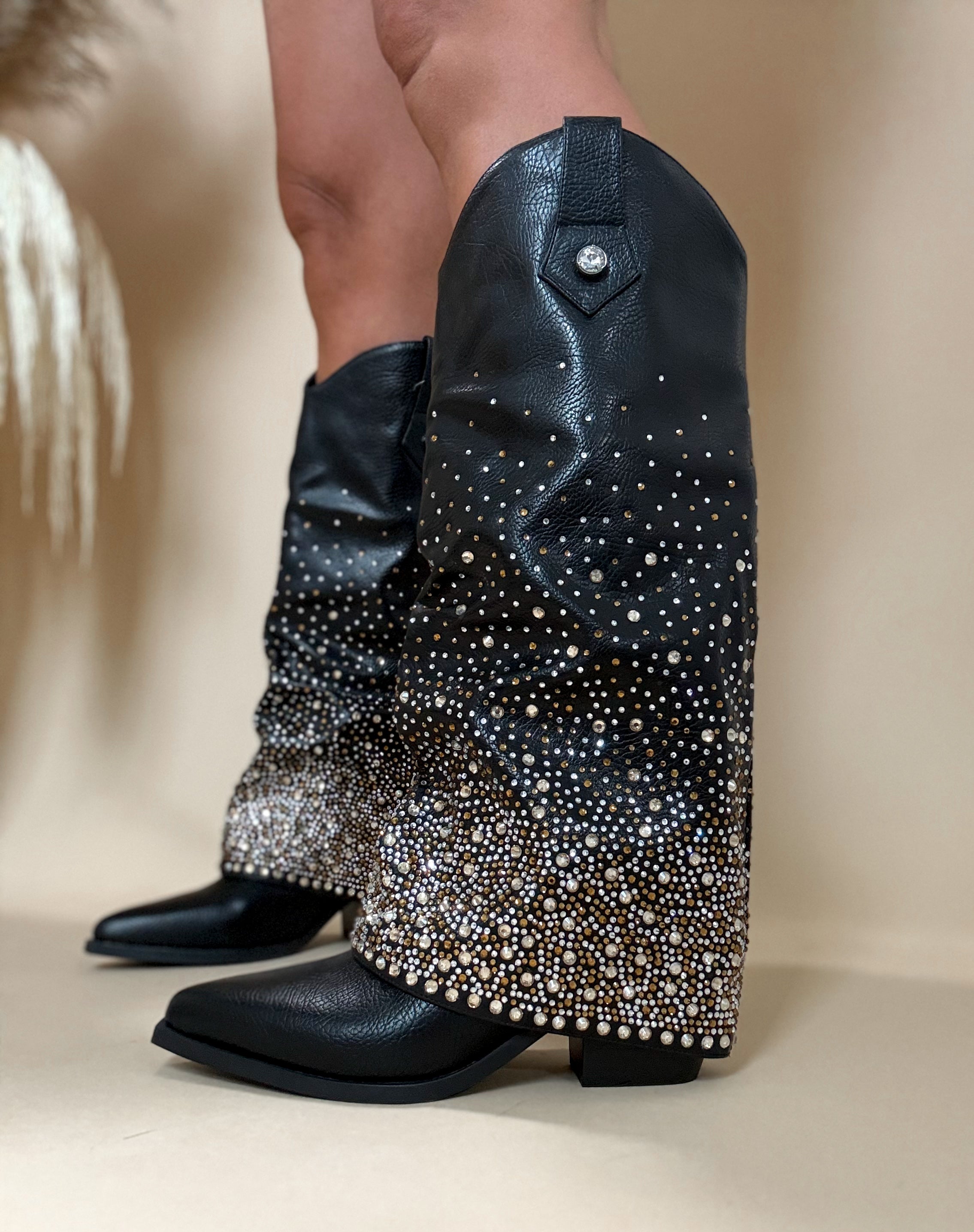 Actin’ Up Rhinestone Leather Boots