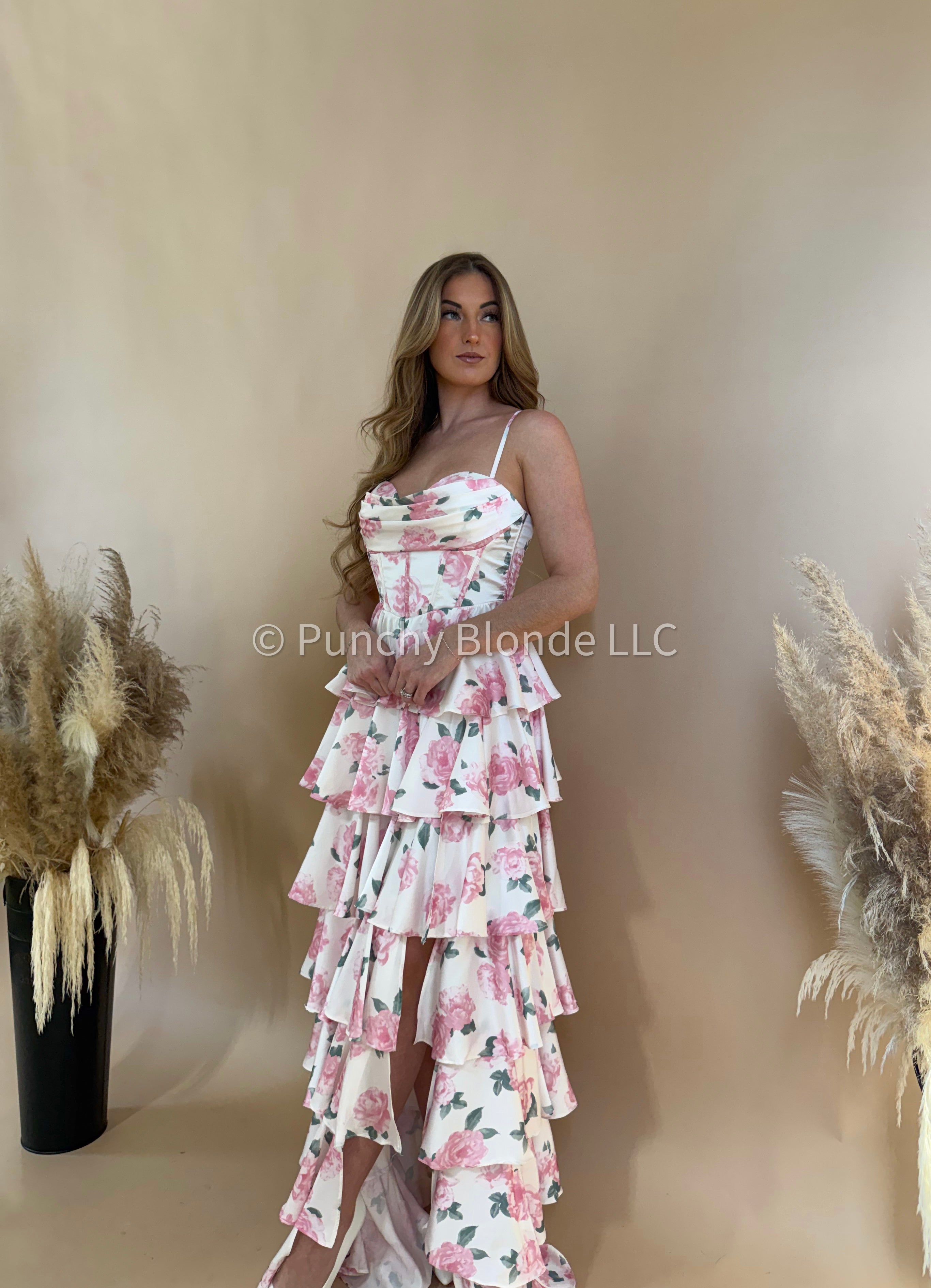 Sunday Love Pink Floral Maxi Dress