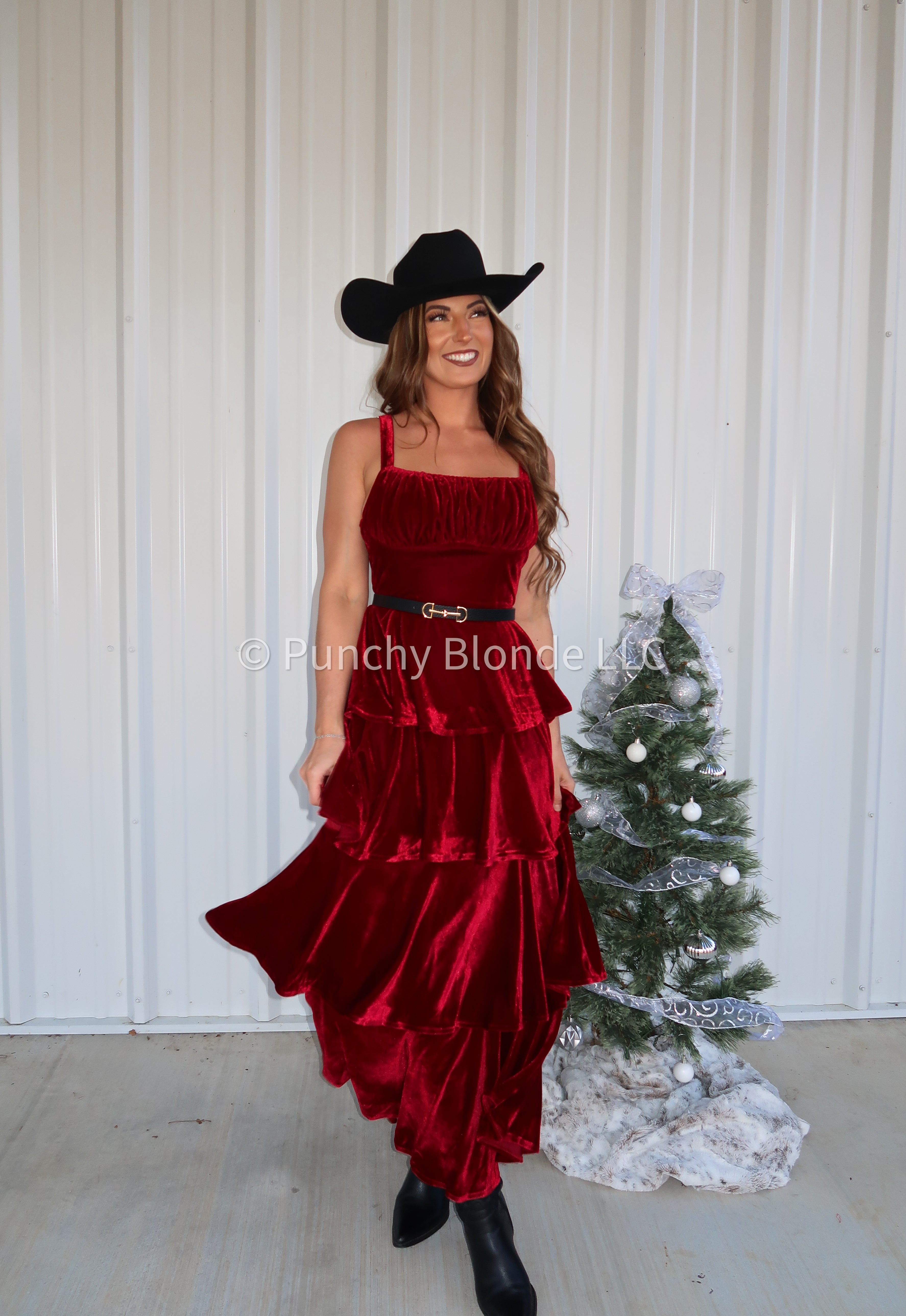 Wrapped In Velvet Wine Dress