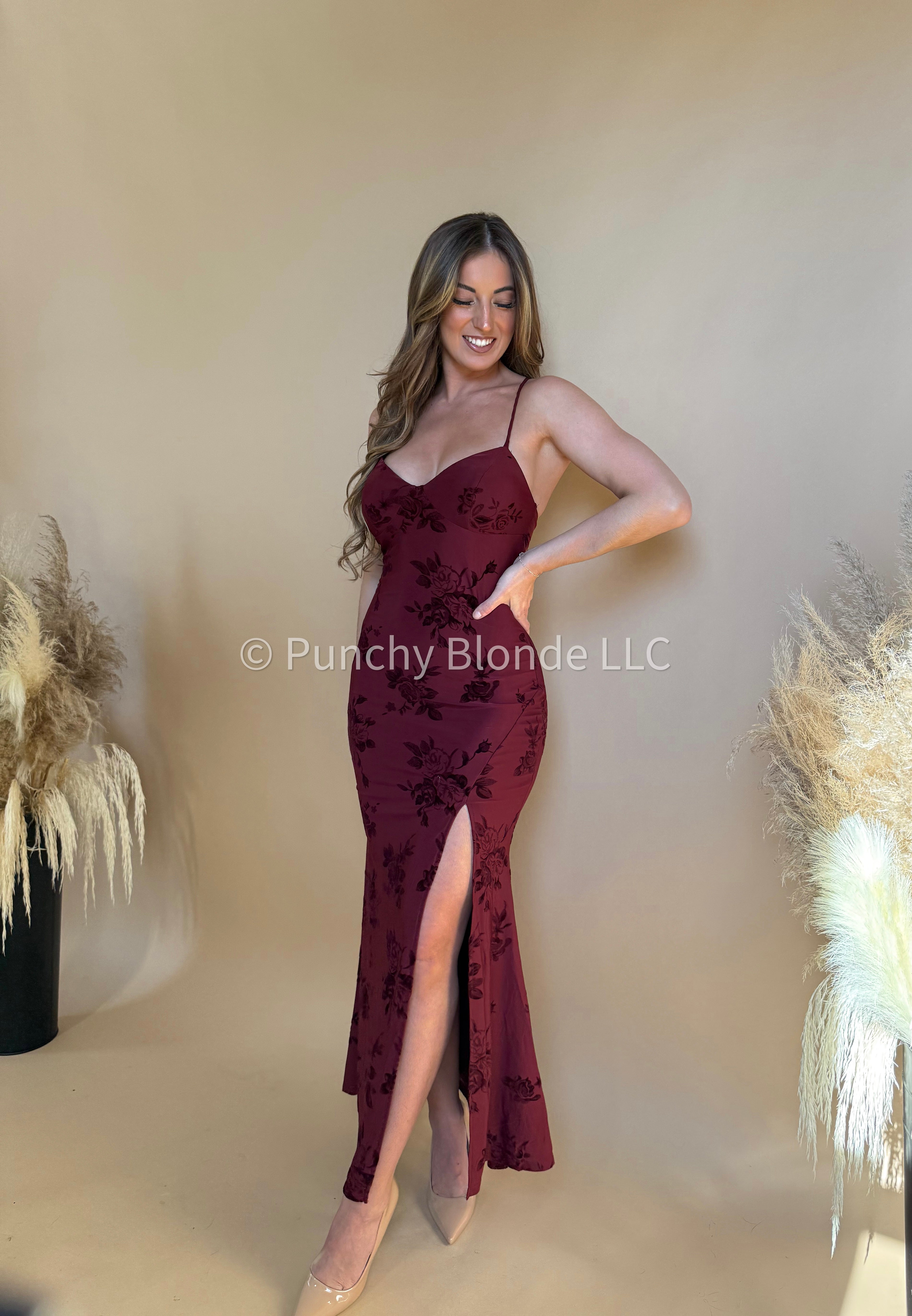 Strawberry Wine Maxi Dress - Petite