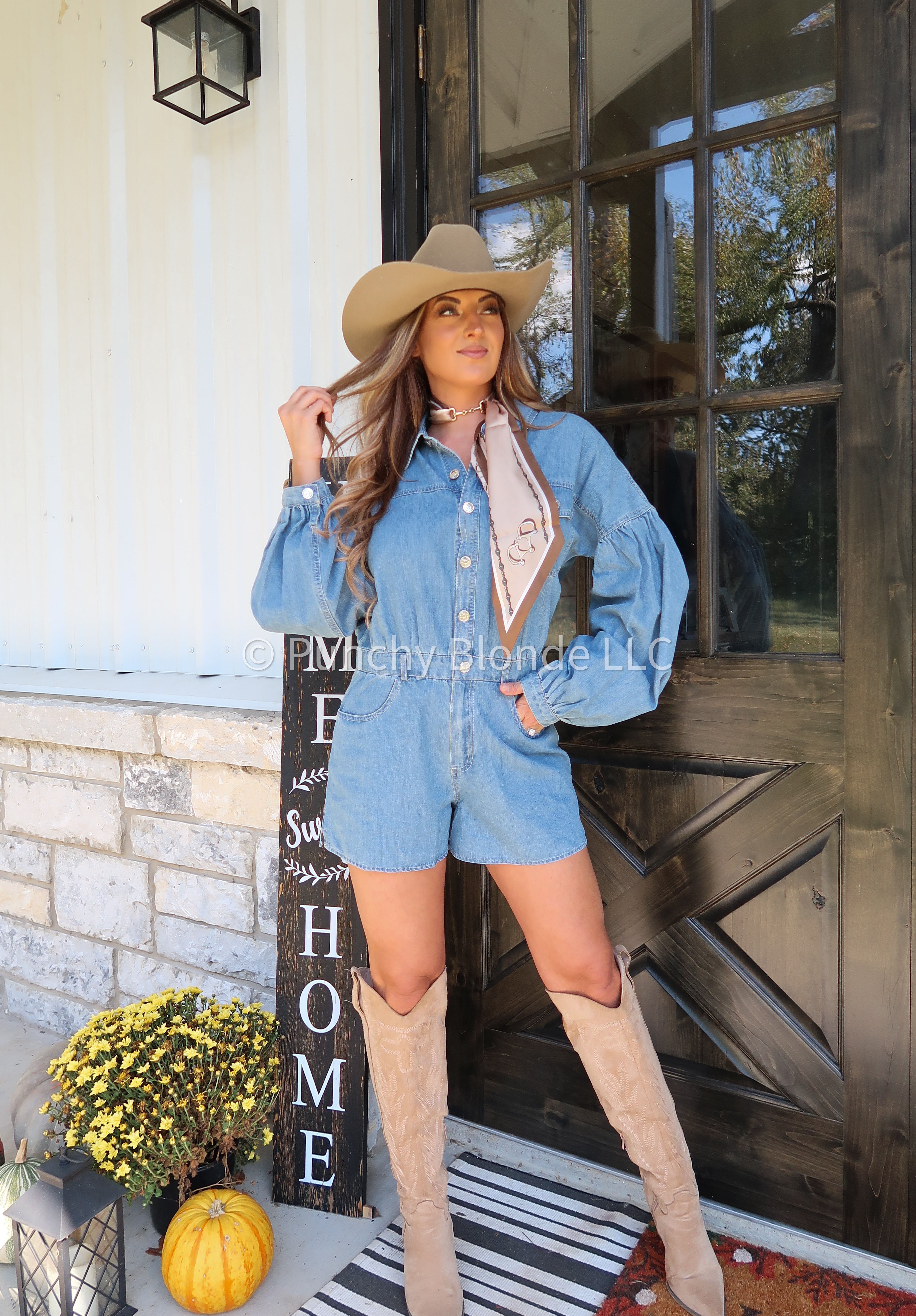 Cowgirl Blue Denim Romper