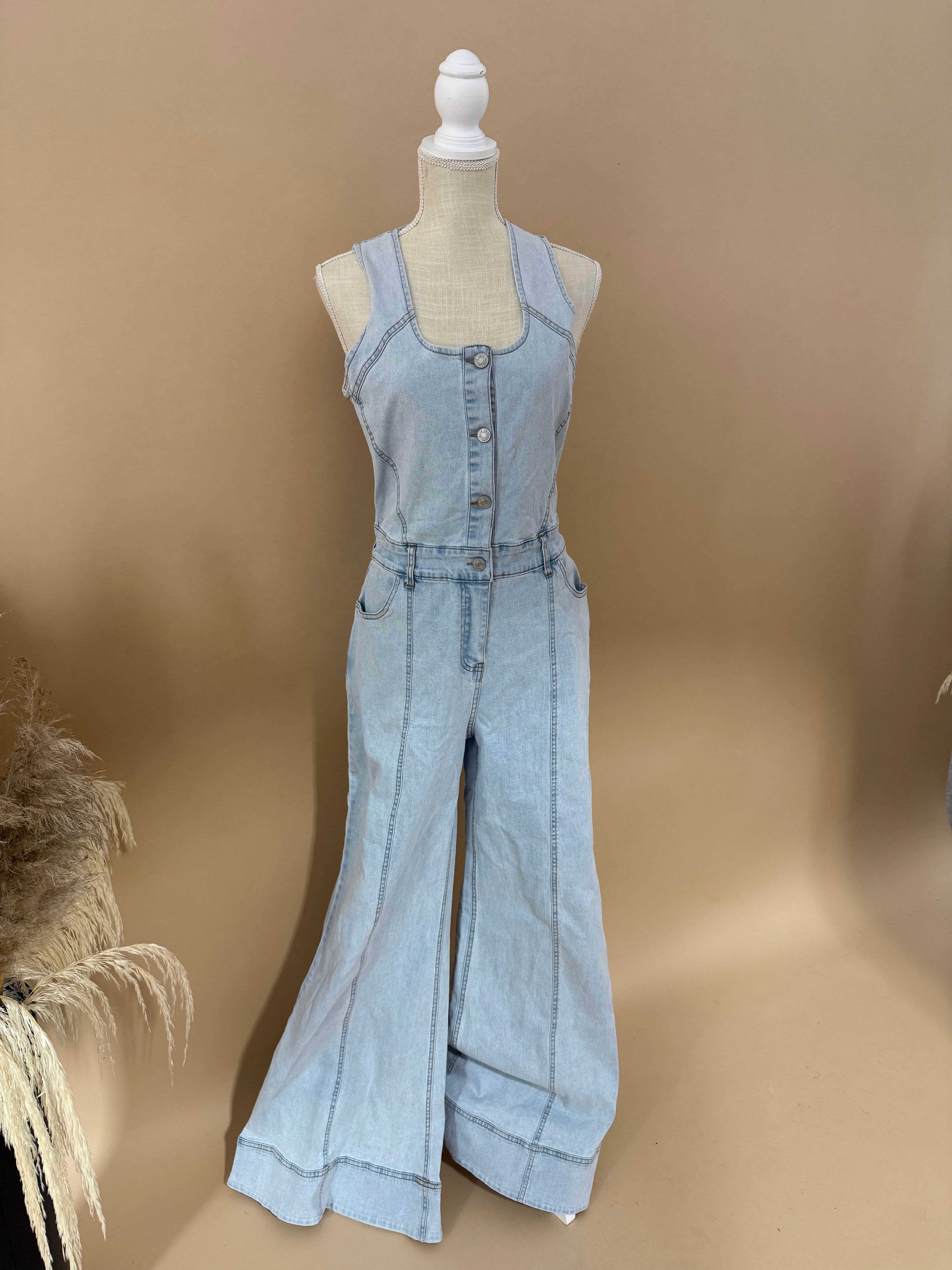 SALE Medium Hippie Denim Jumpsuit