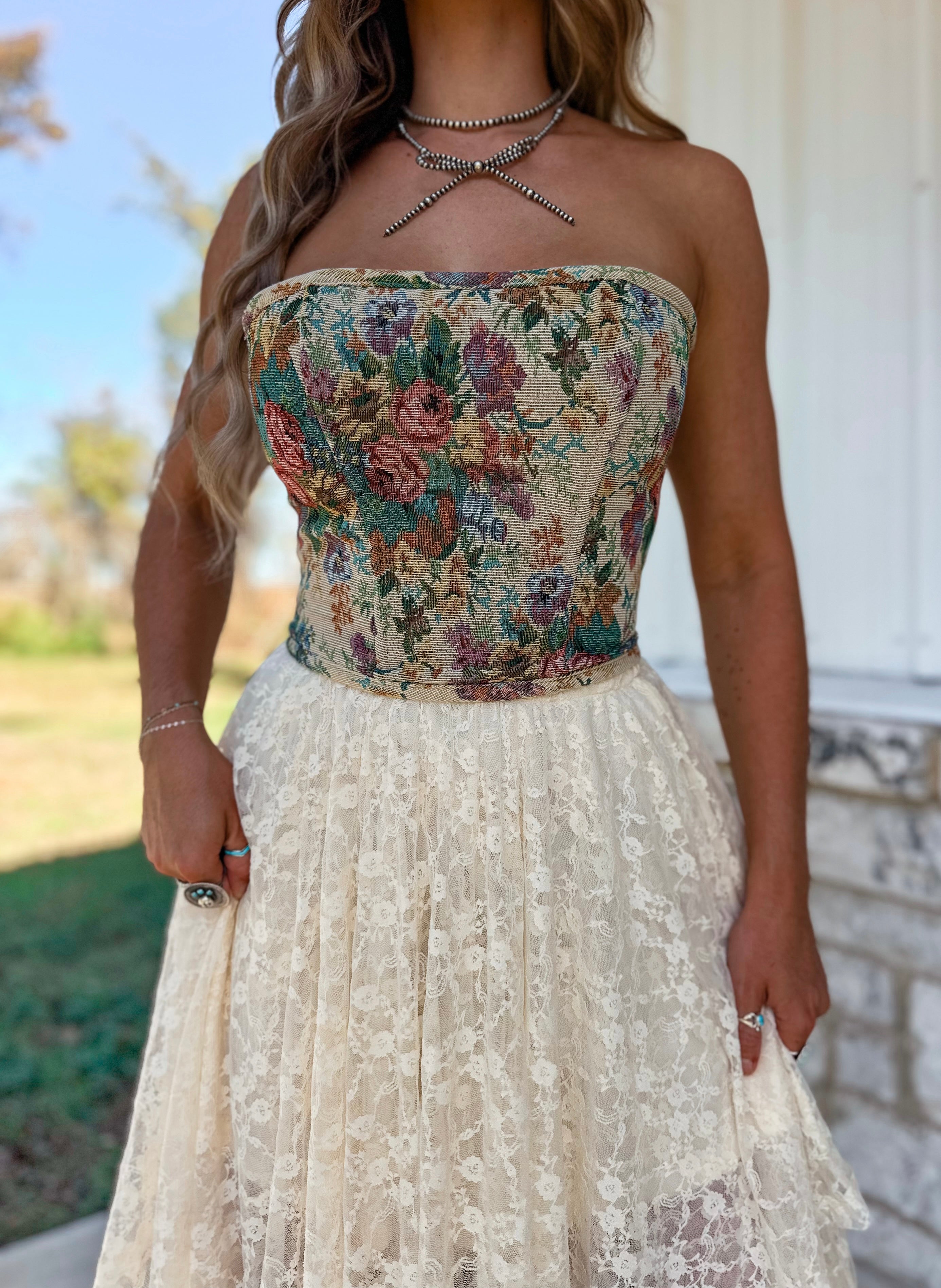 Flower Child Strapless Corset Top