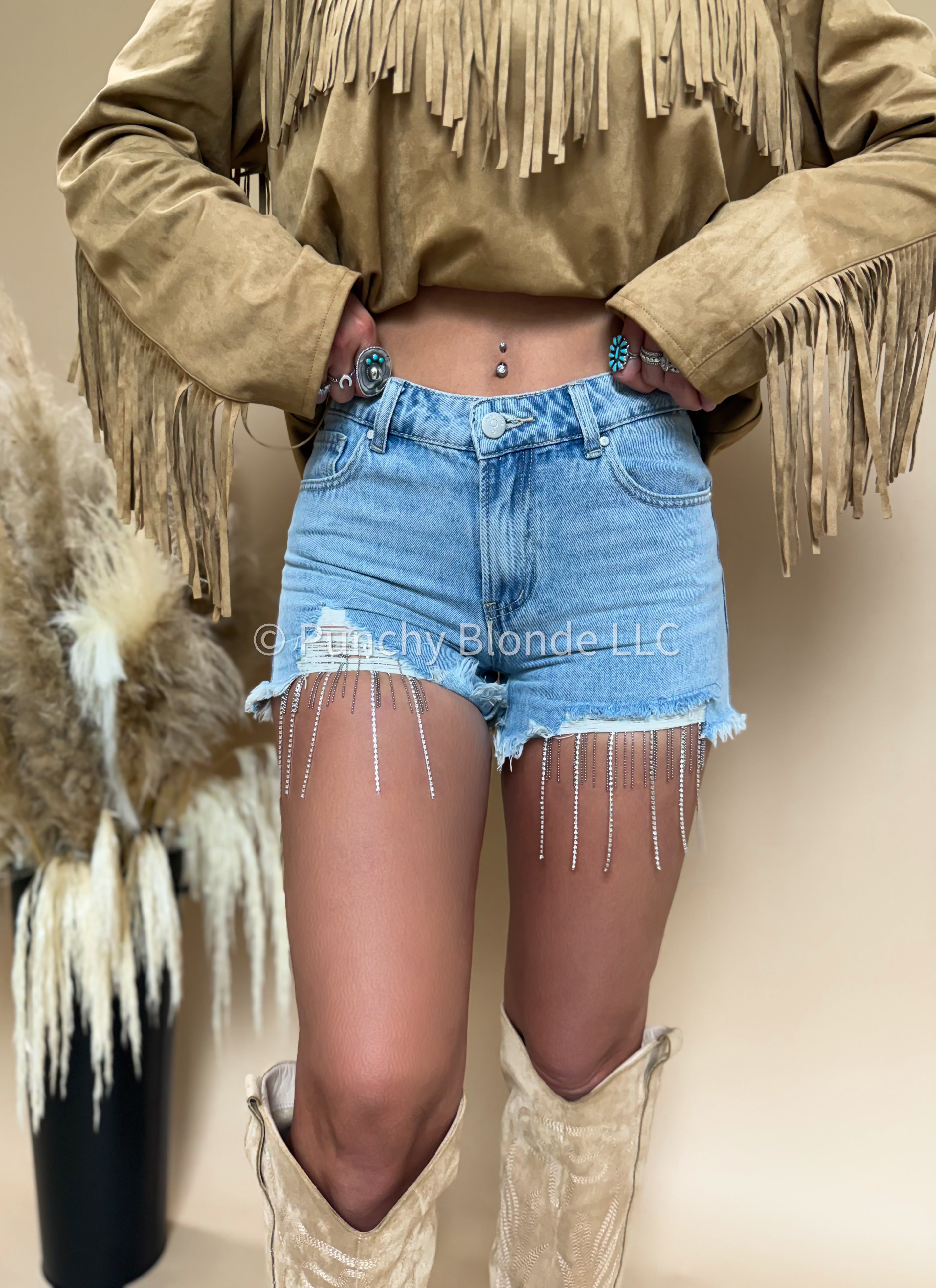 Texas Rhinestone Denim Shorts