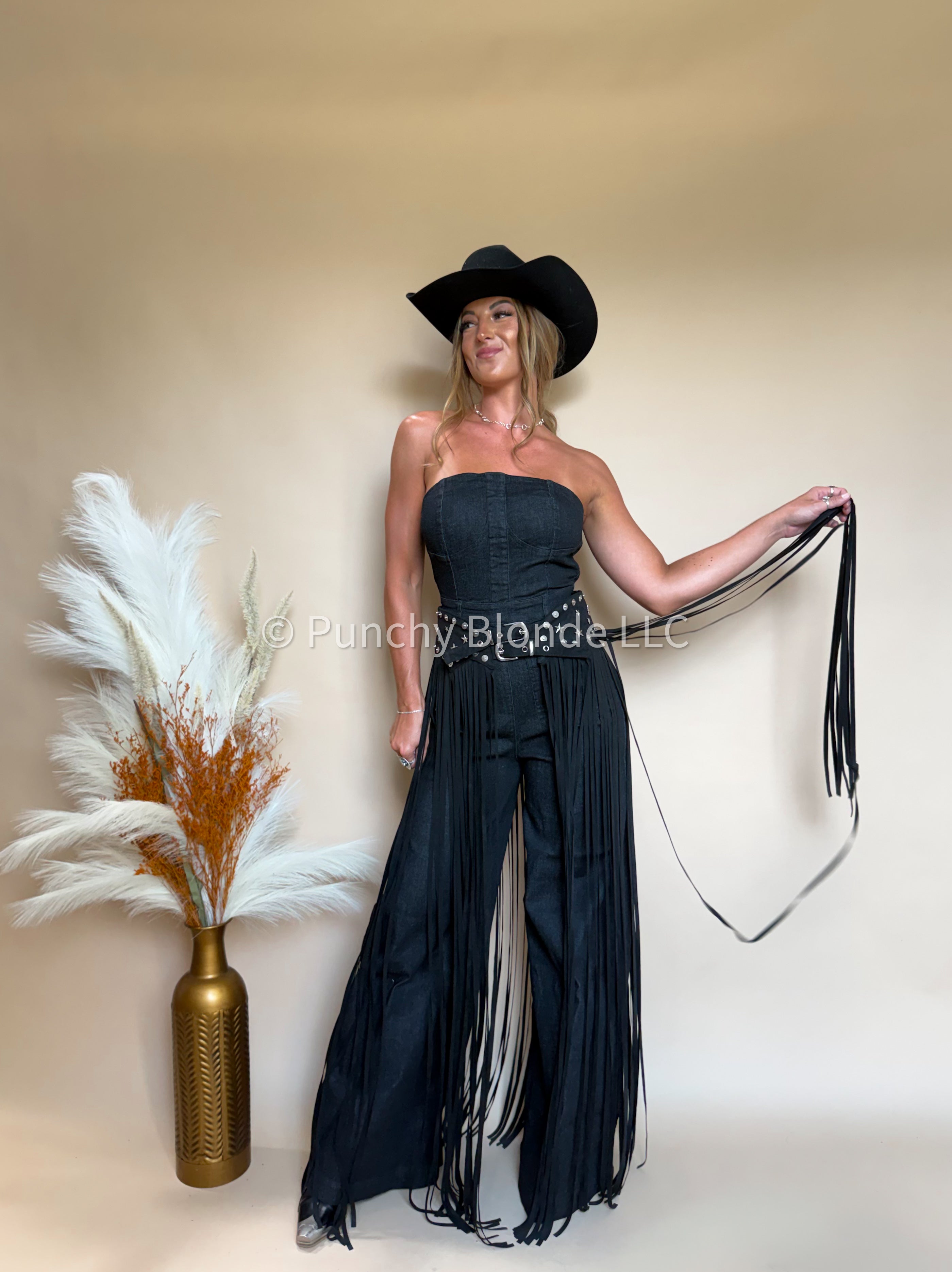 Honky Tonk Black Fringe Belt