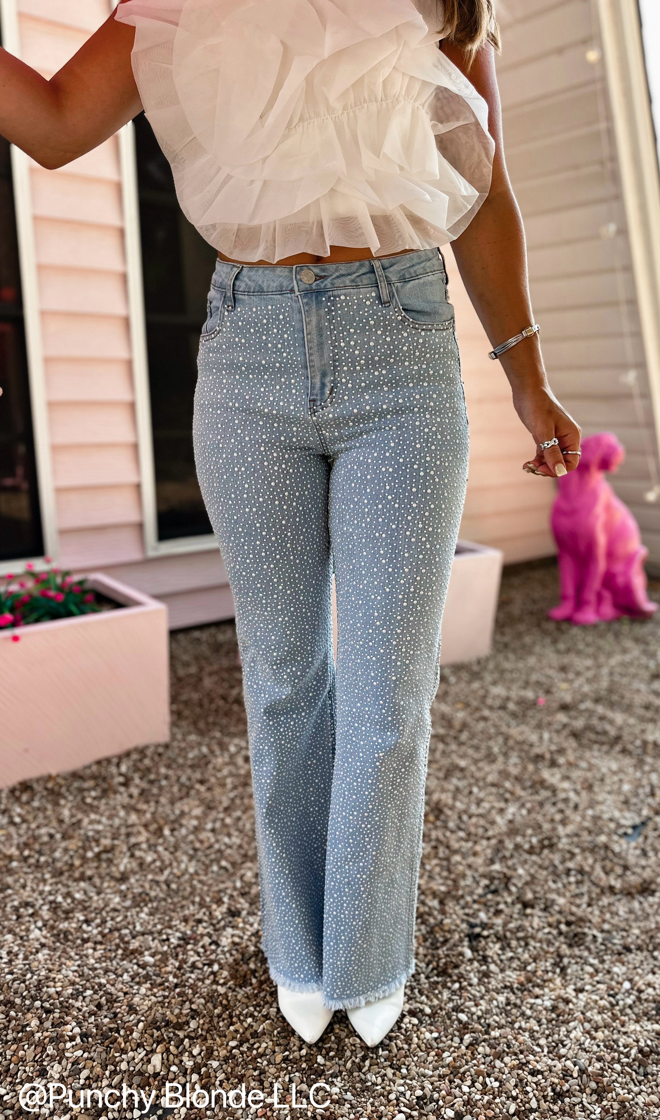 Cover Me In Pearls Denim Jean