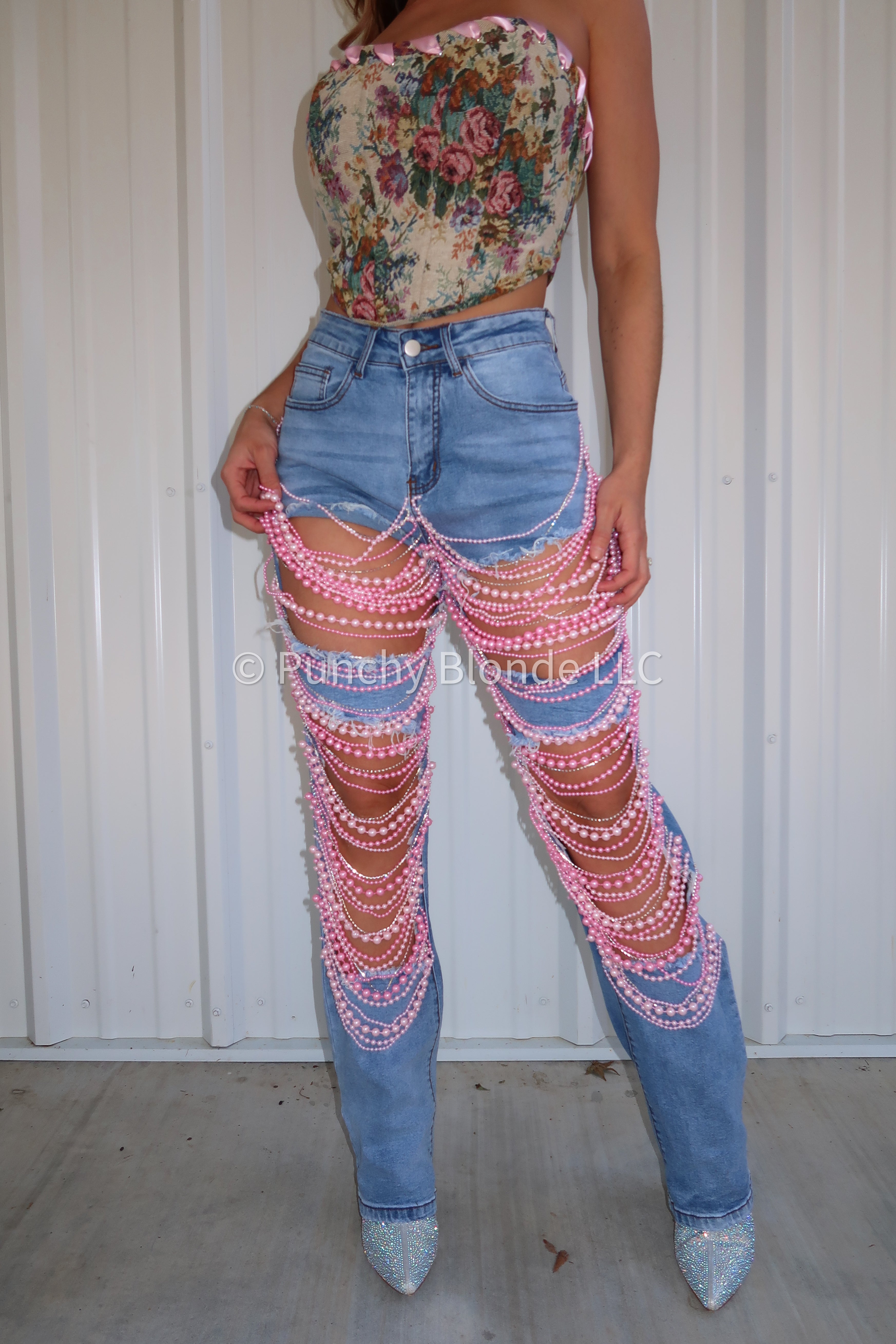 Pink Pearl Denim Jeans