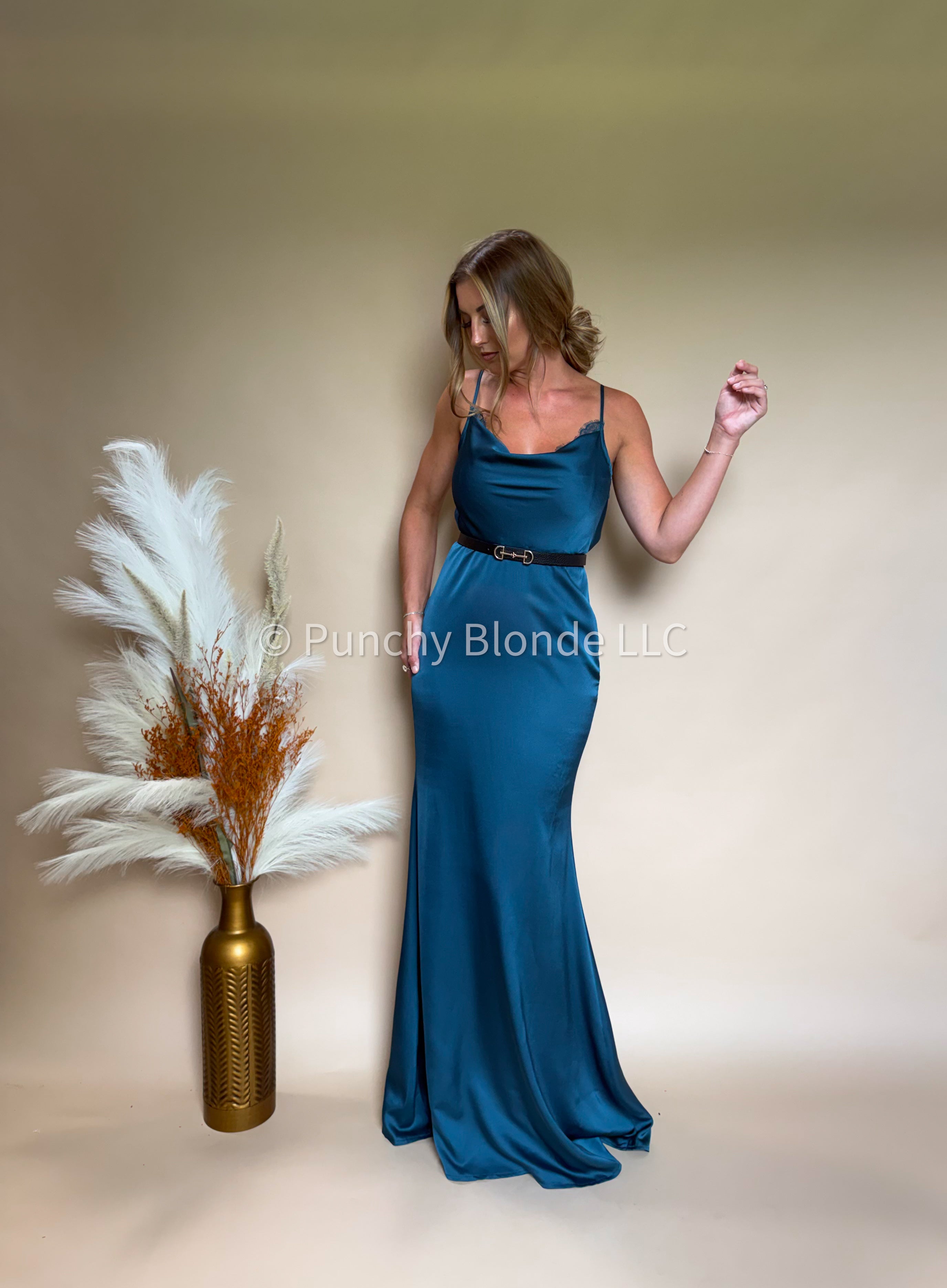 Teal Trails Lace Maxi Dress