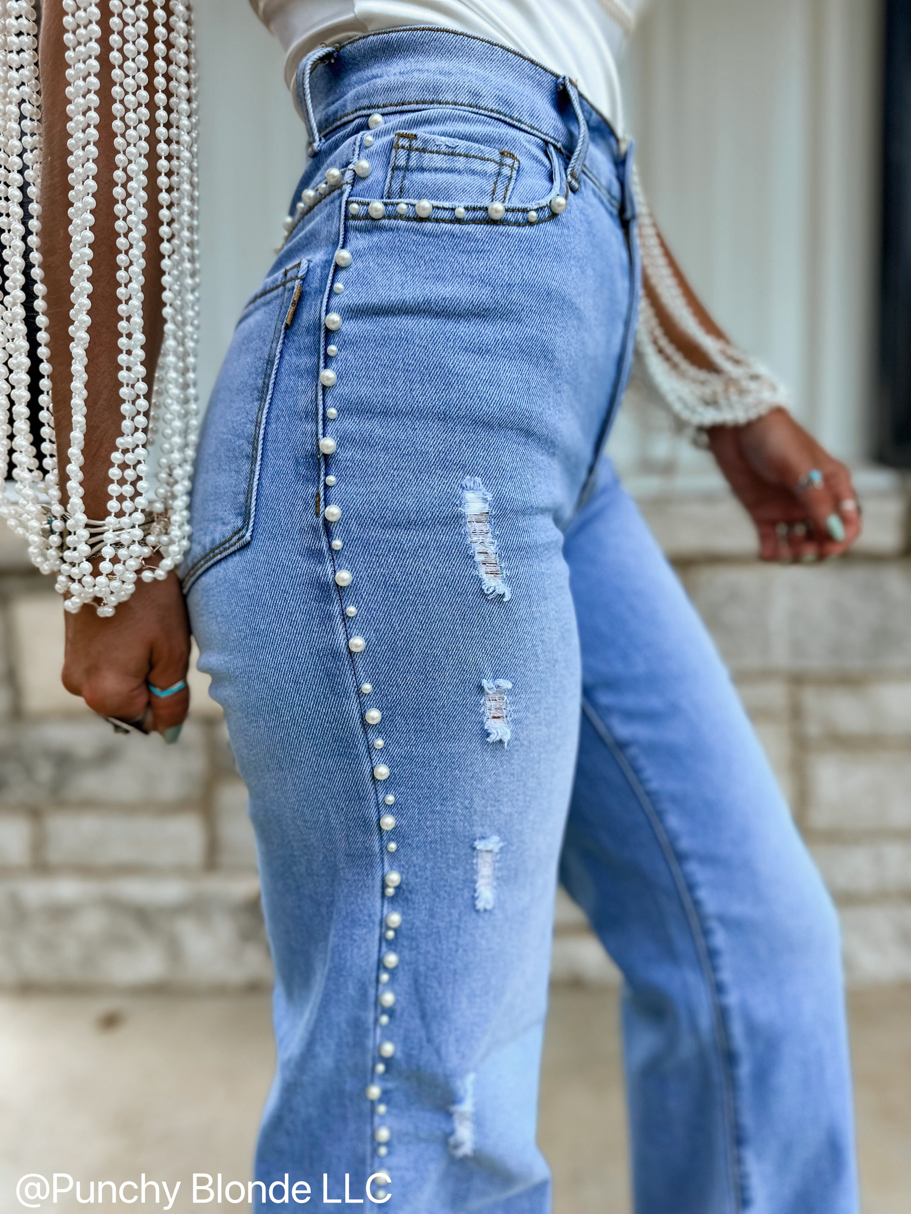 Punchy Pearl Wide Leg Jeans