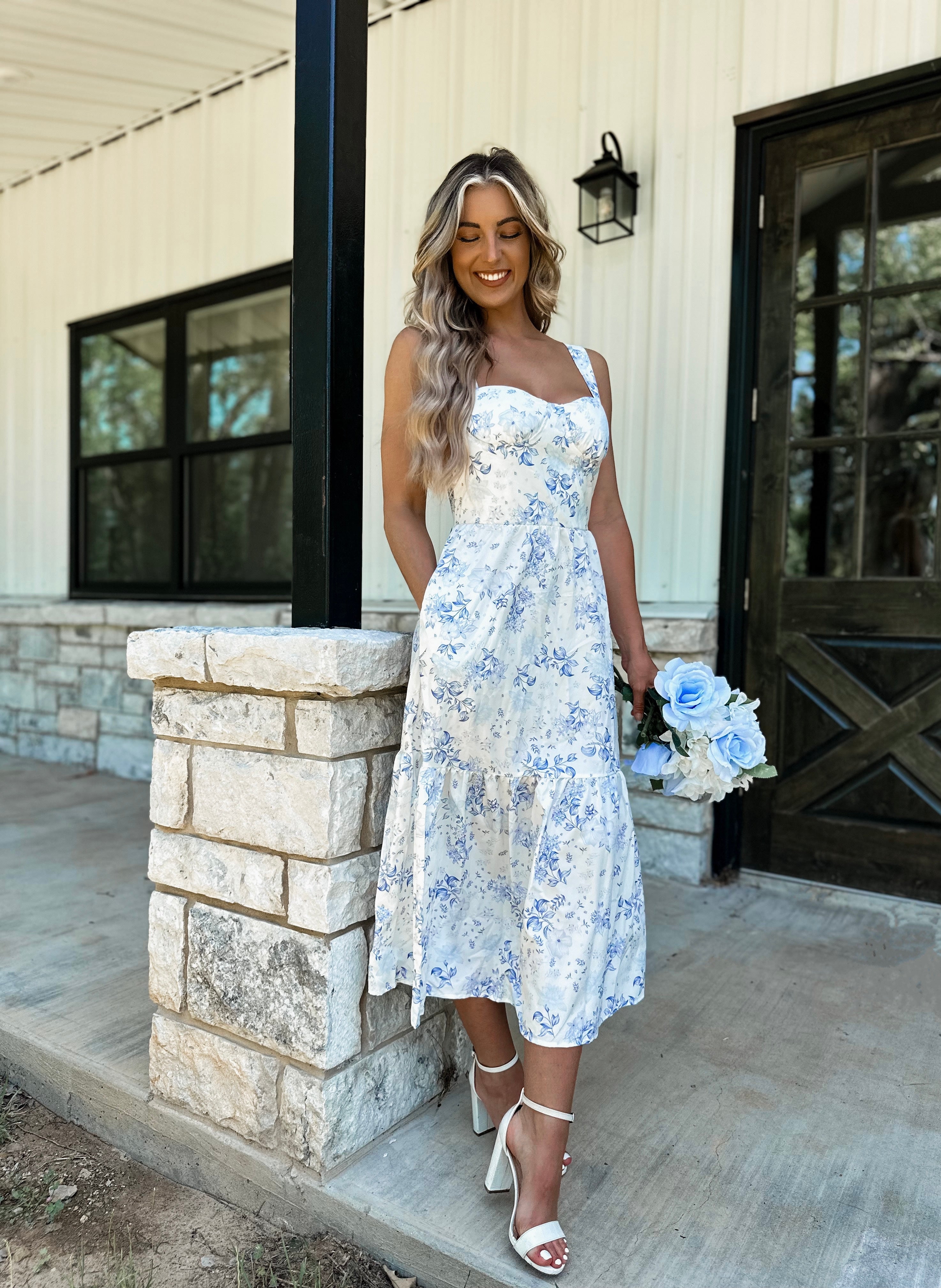 Bridal Blues Floral Dress