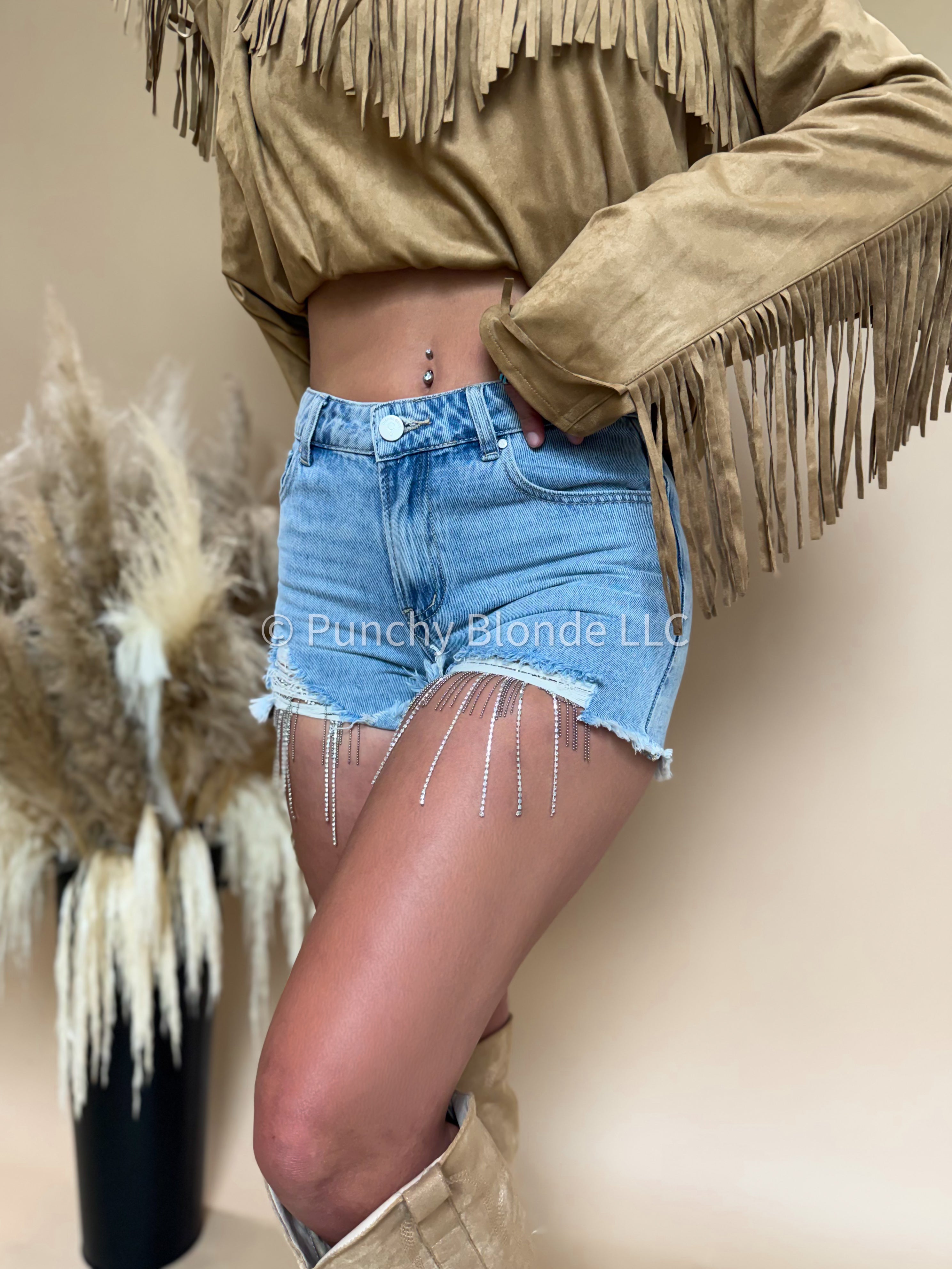 Texas Rhinestone Denim Shorts