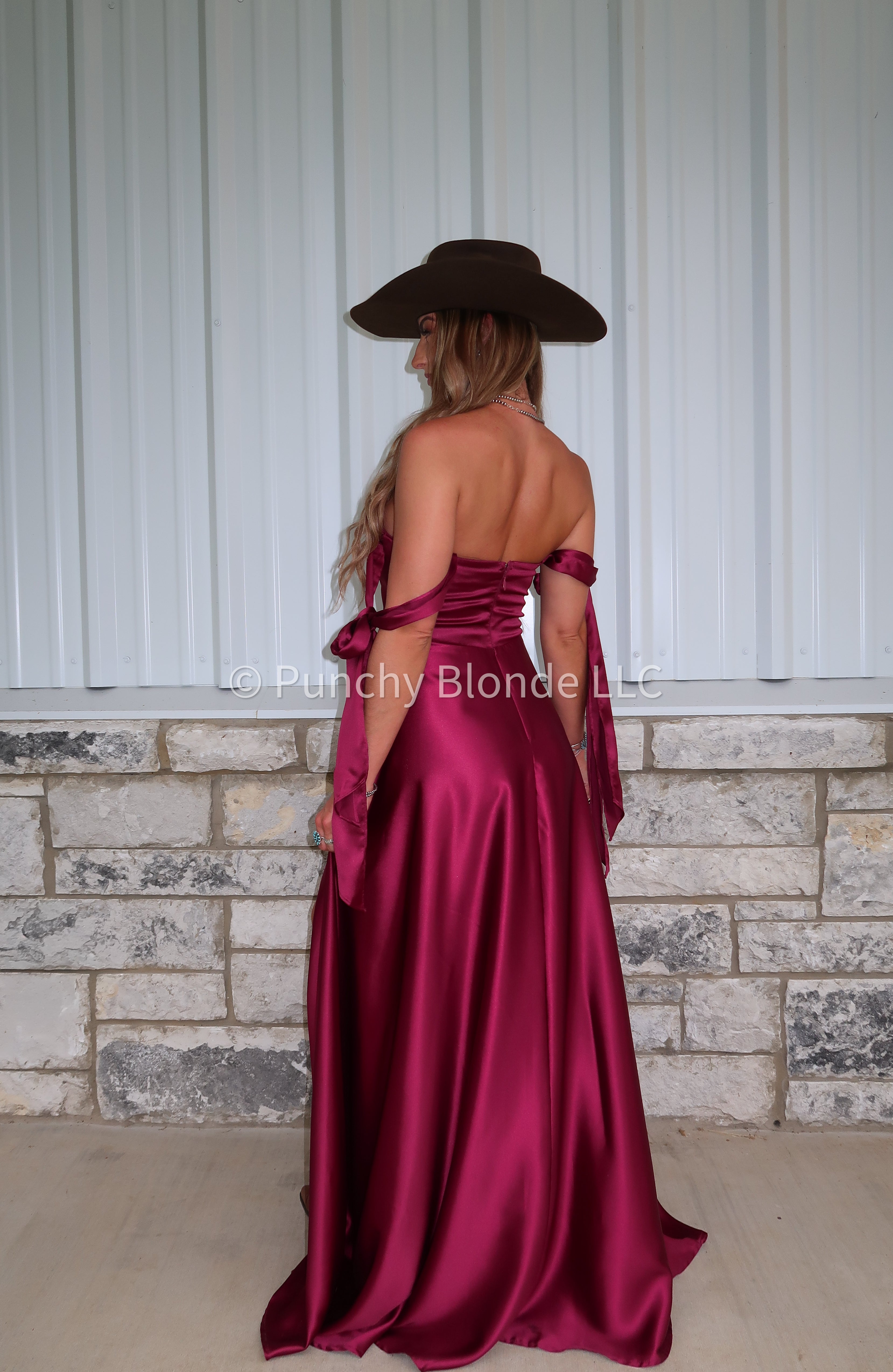 Strawberry Wine Satin Dress
