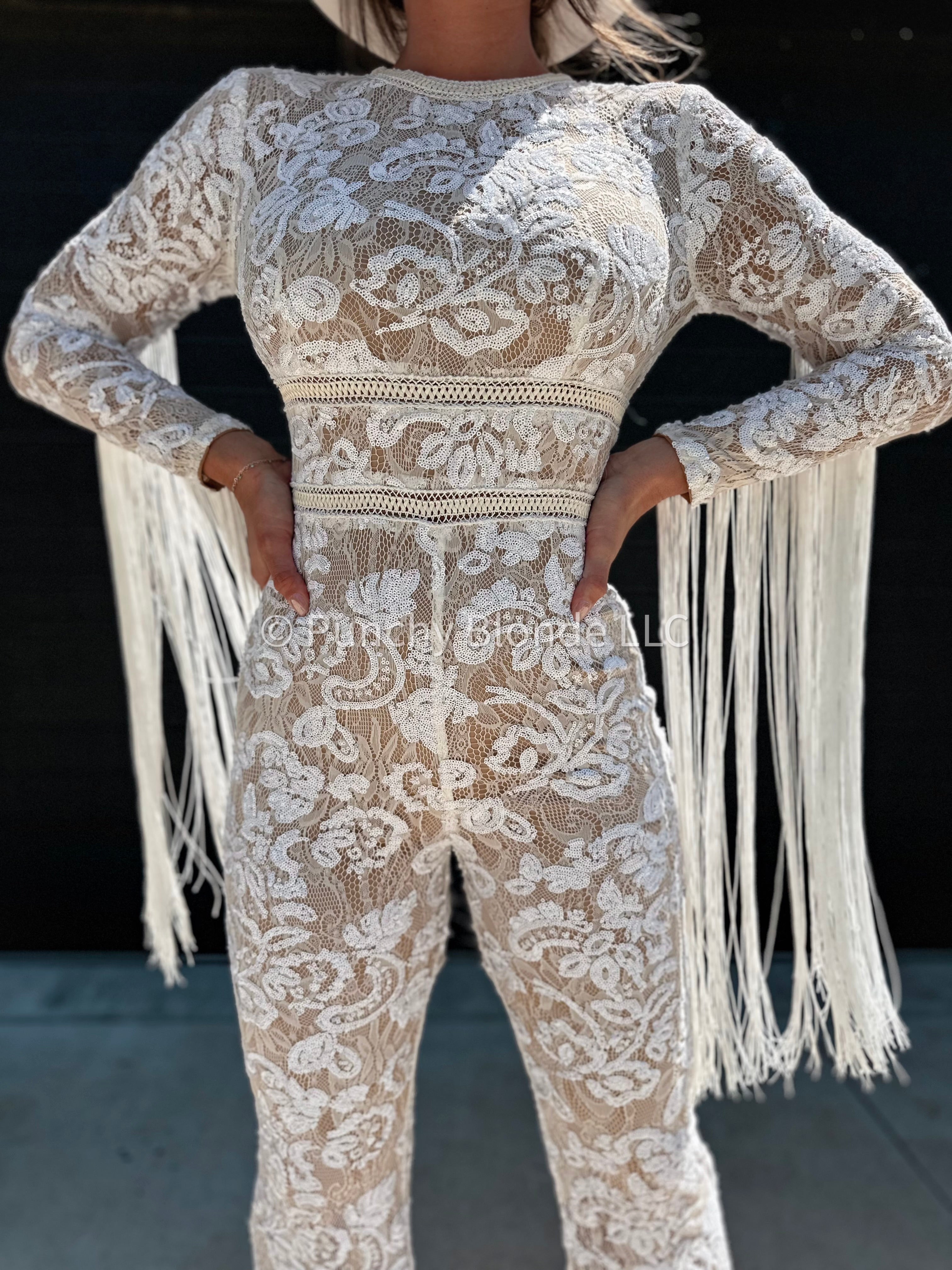 Boho Bride Fringe Jumpsuit