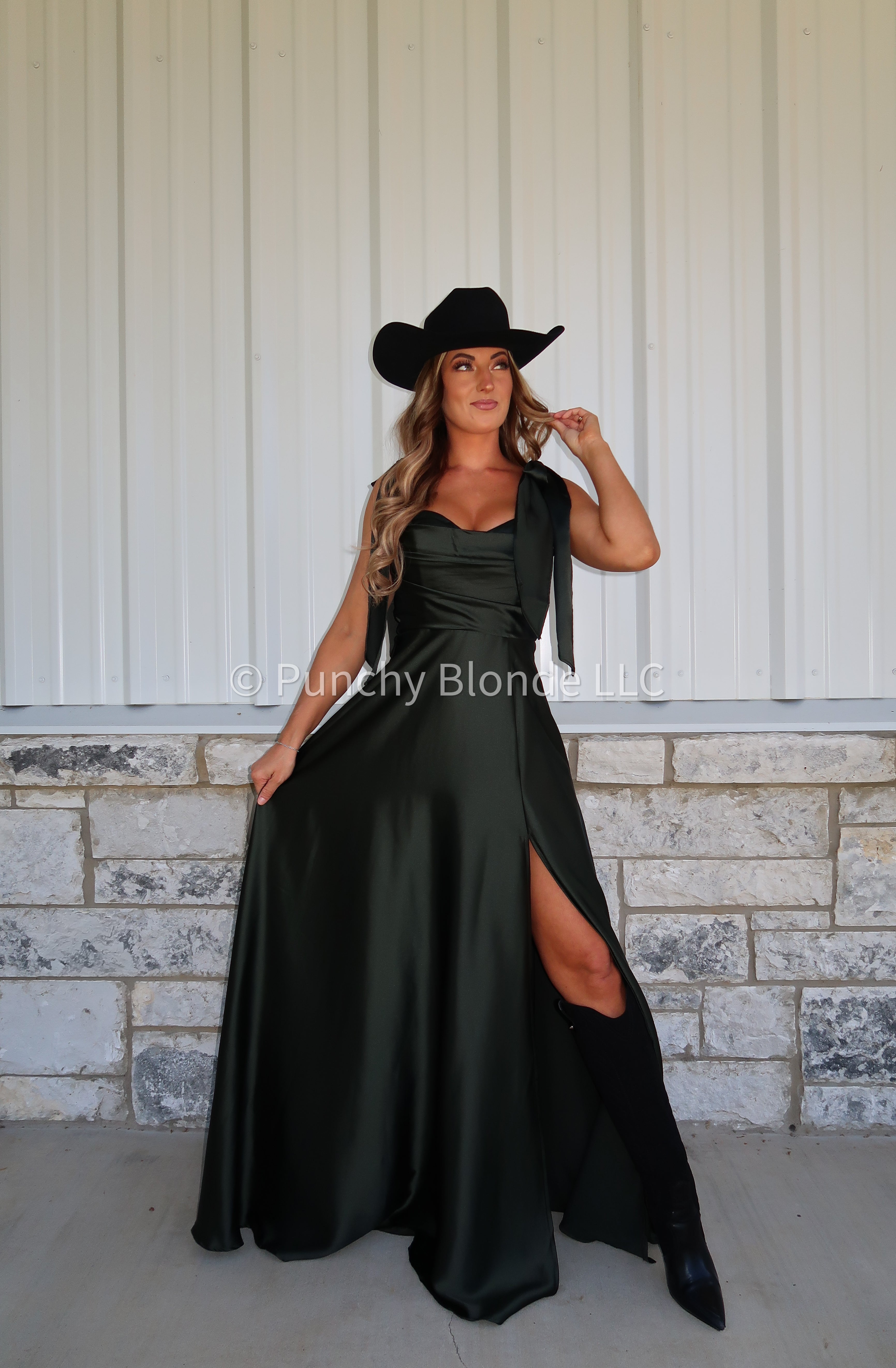 Outlaw Olive Satin Dress