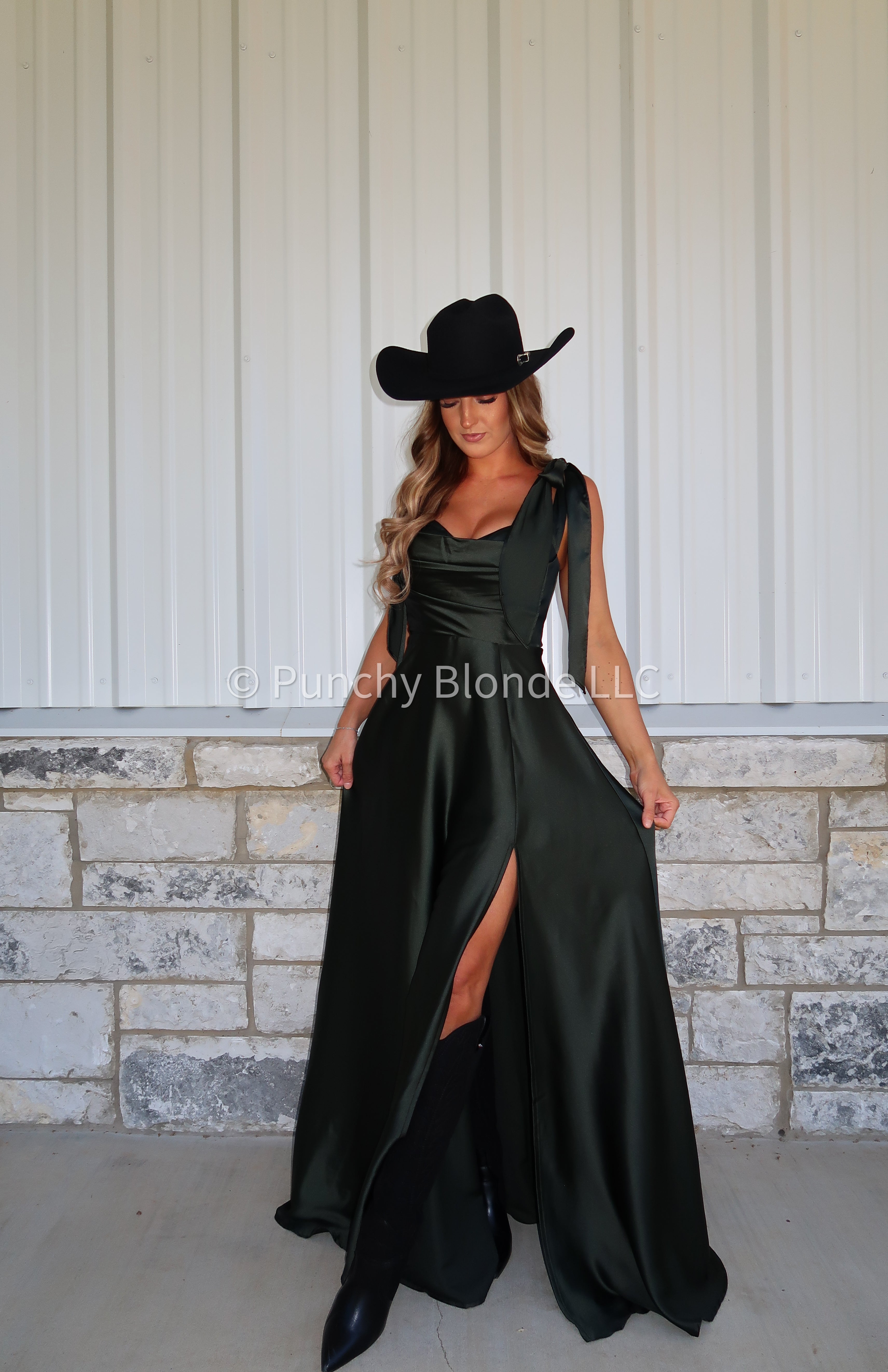 Outlaw Olive Satin Dress