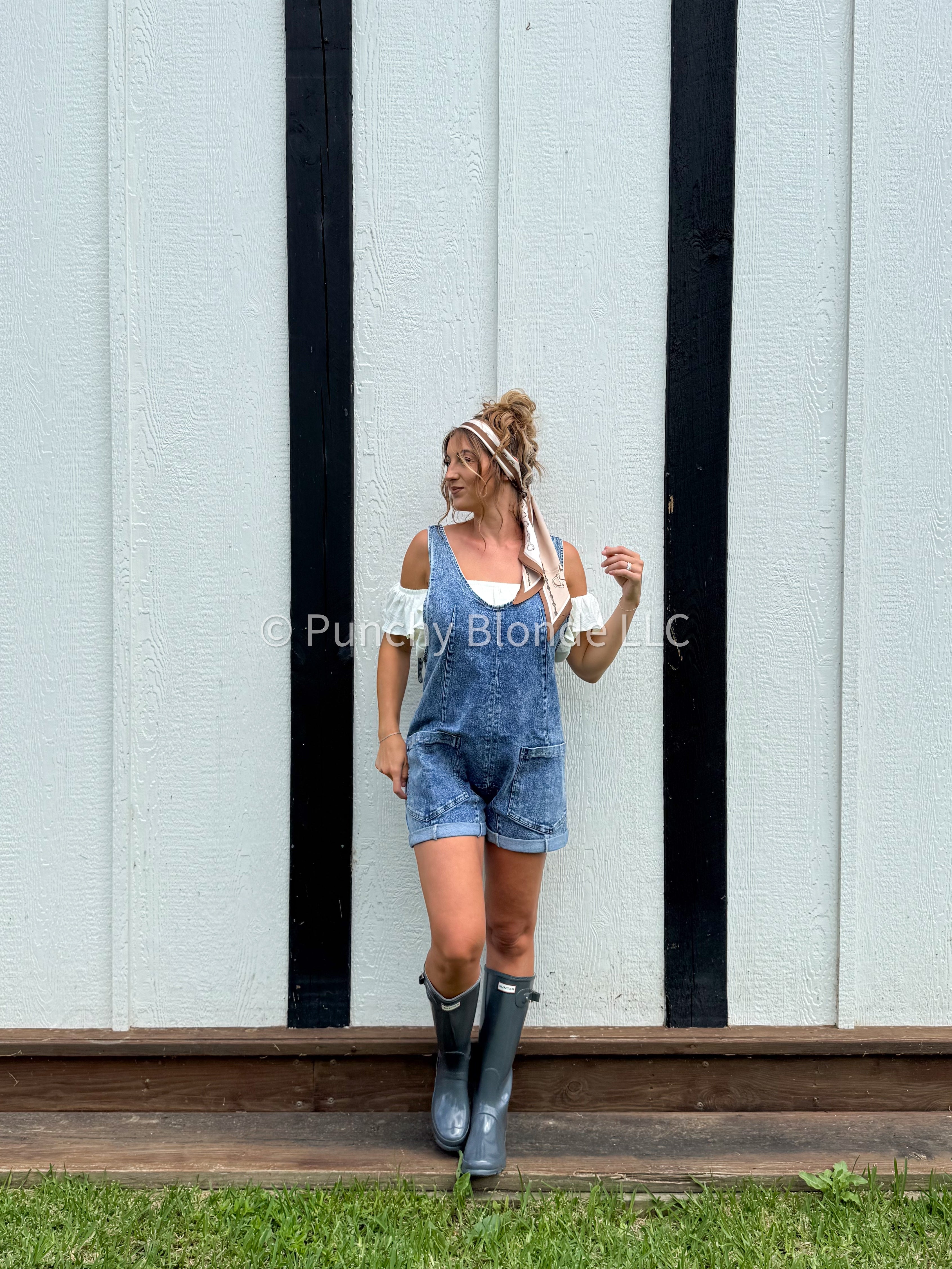 Gone Fishin’ Denim Romper