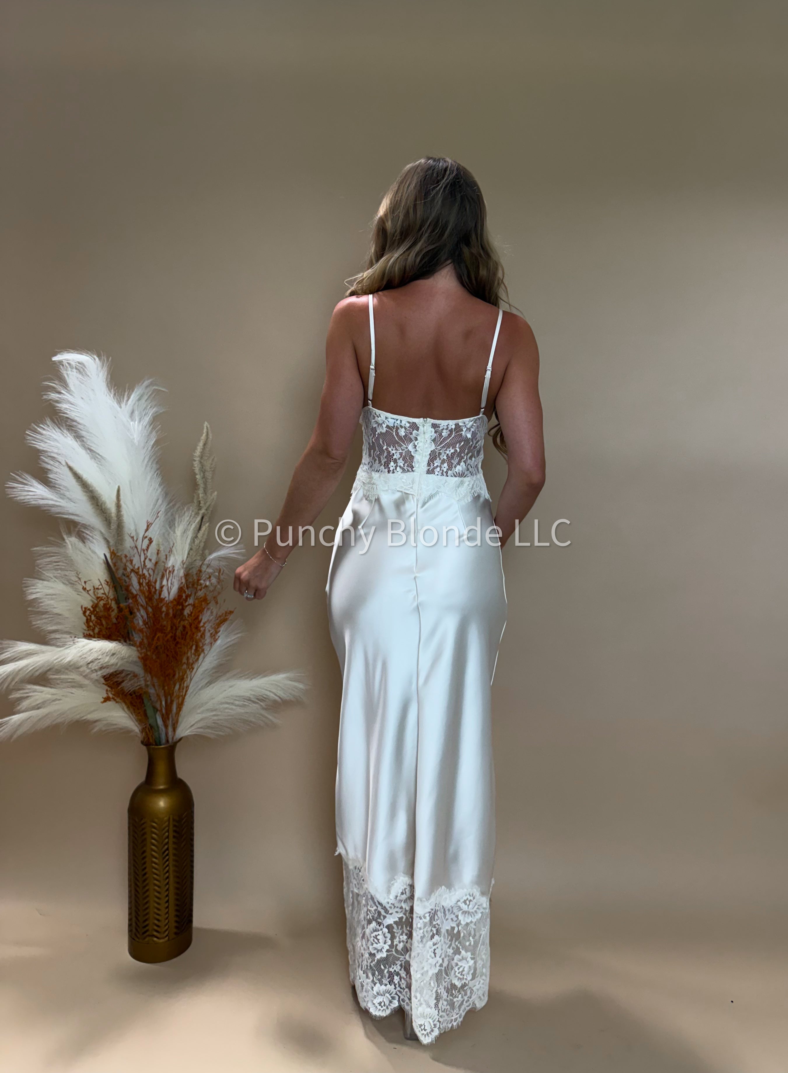 Luna Lace Satin Maxi Dress