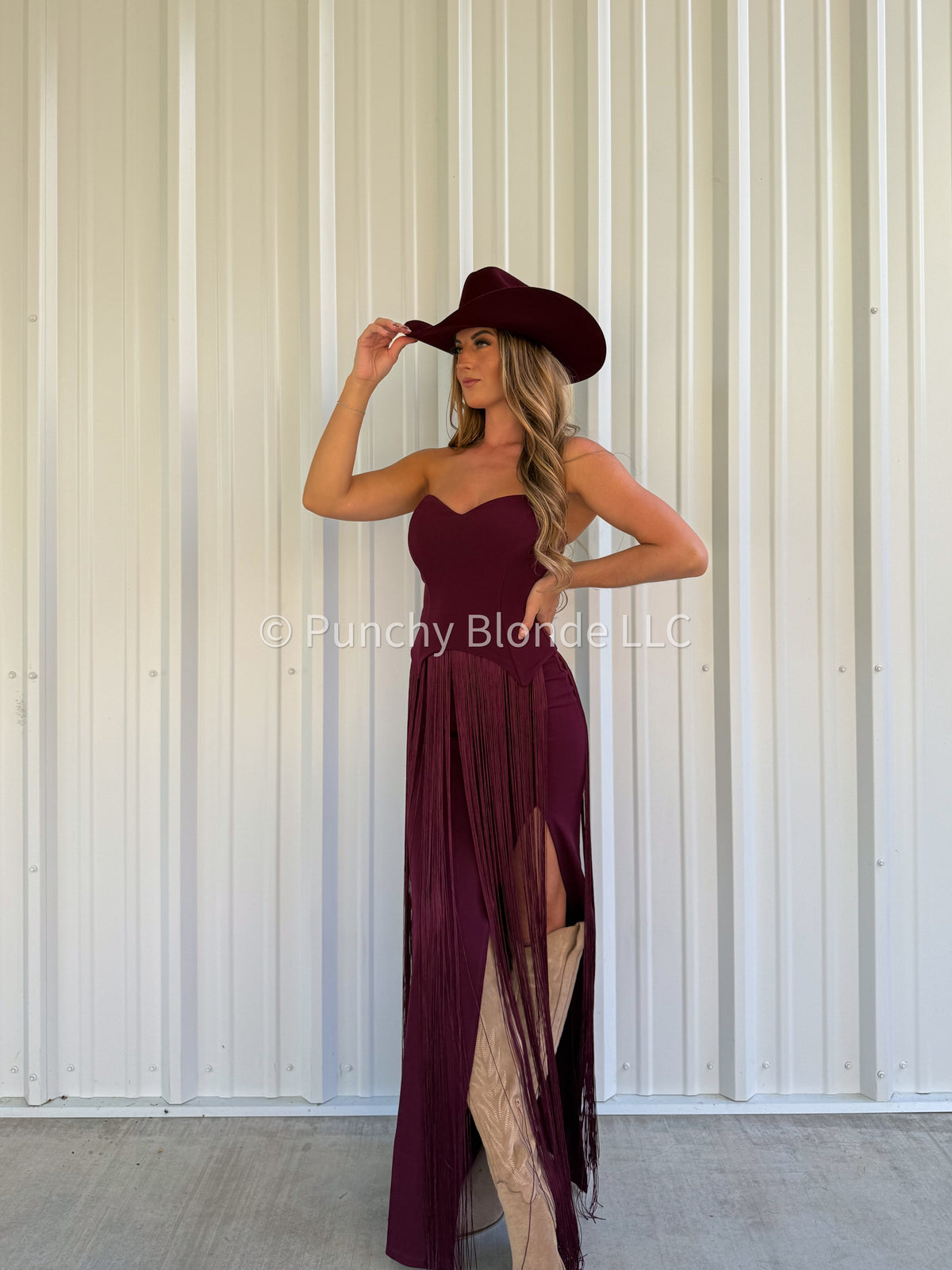 Merlot Mirage Fringe Dress