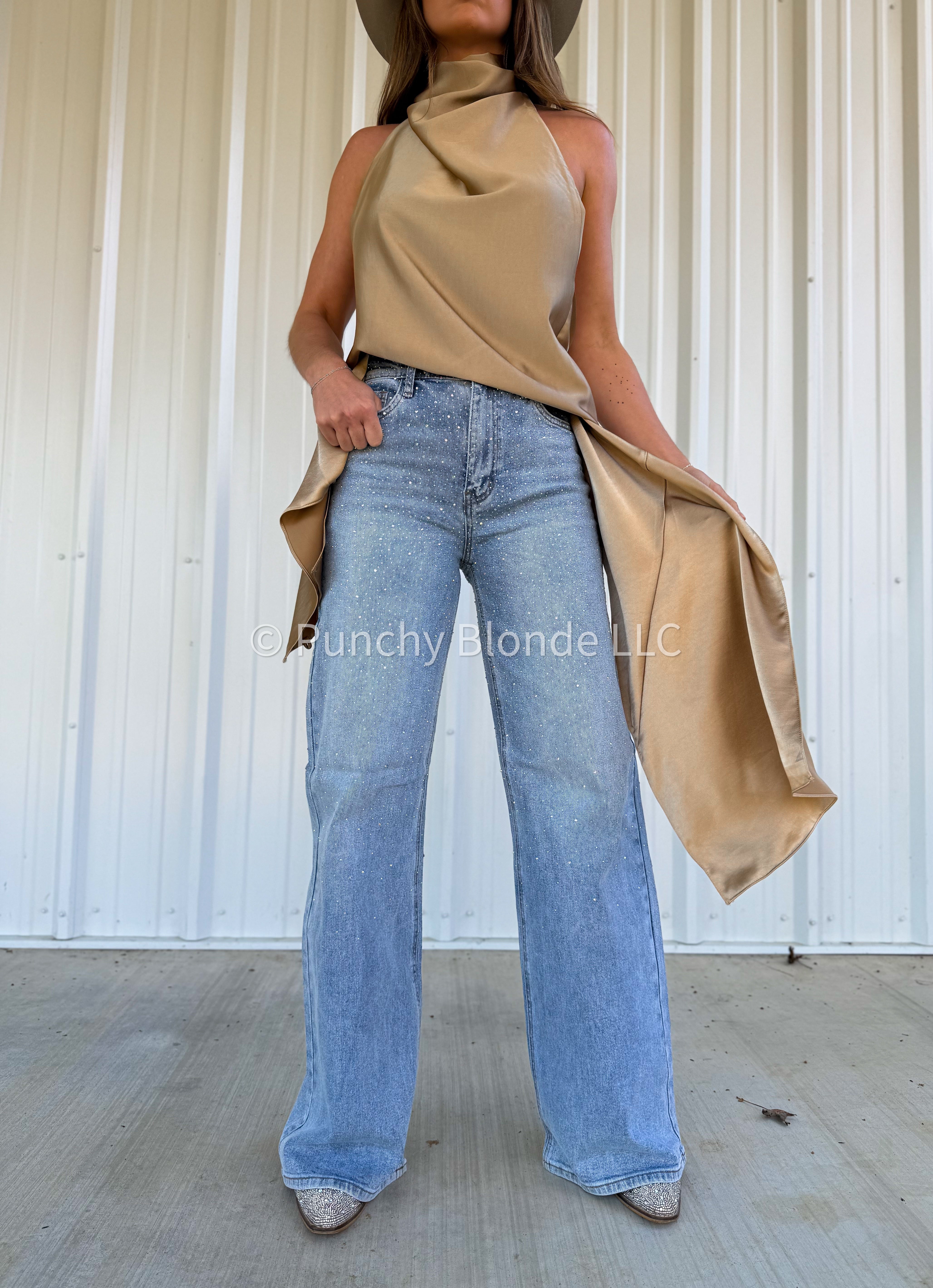 Iridescent Rhinestone Runway Jeans