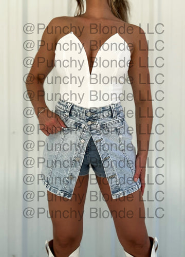 ACEWIN Denim Wrap Over Mini Skort (Size S-XL) 300980