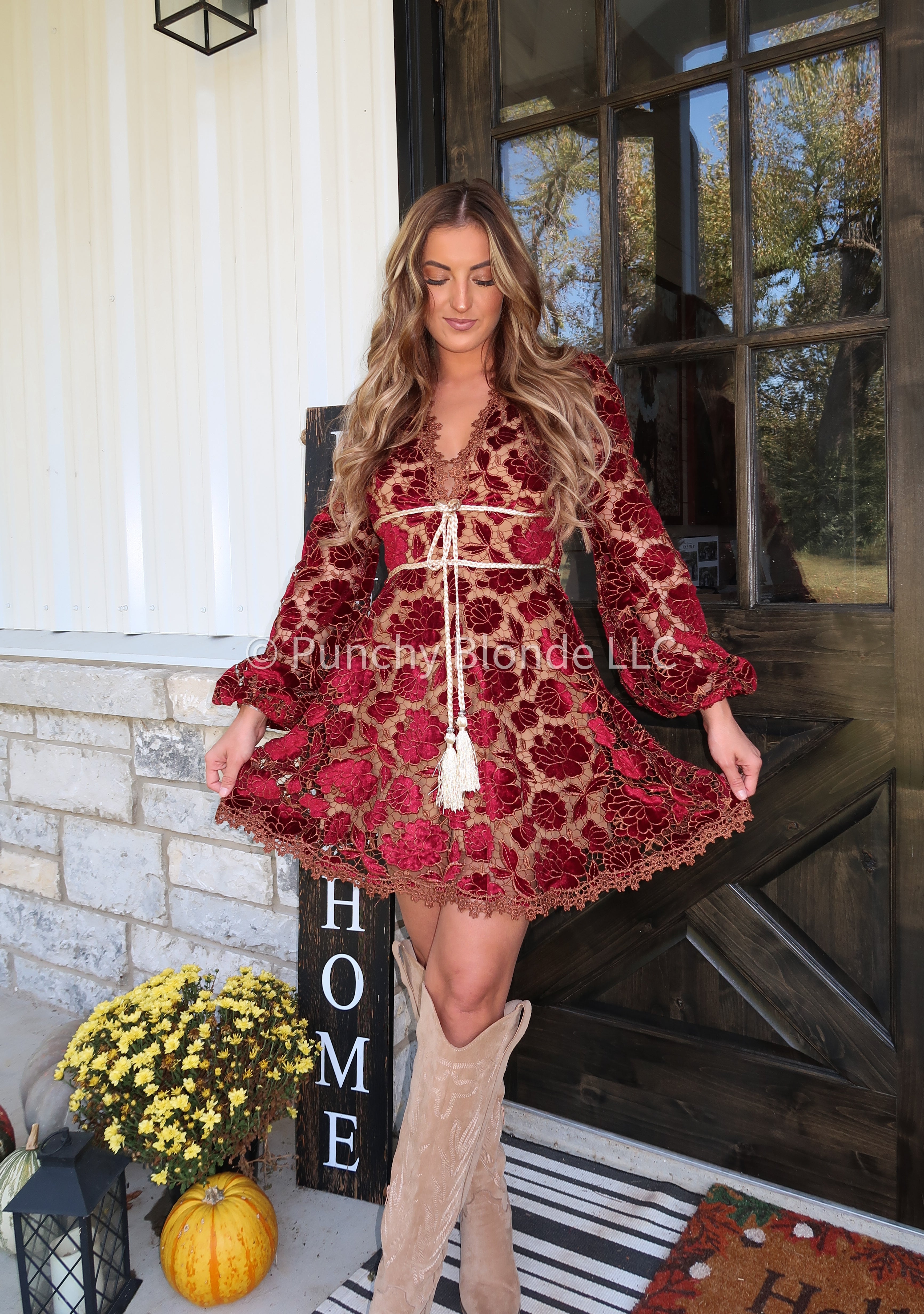 Burgundy Bliss Lace Dress