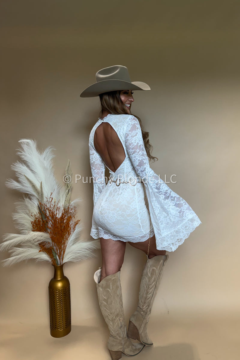 cream lace dress with cowboy boots Lace Dress Ankle Cowboy Boots With Dresses Perfect Outfit For The Romantic #ootd #lace