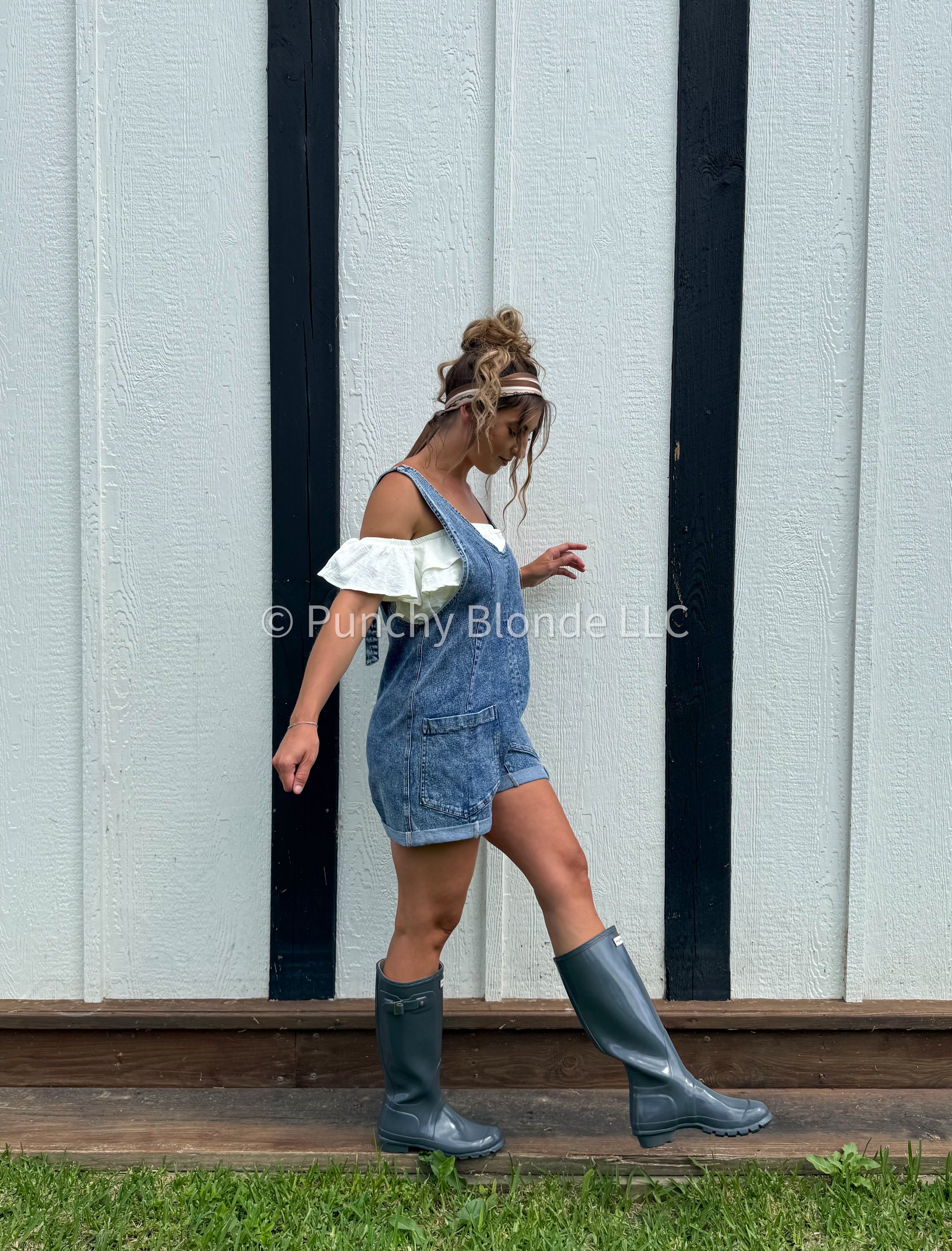 Gone Fishin’ Denim Romper