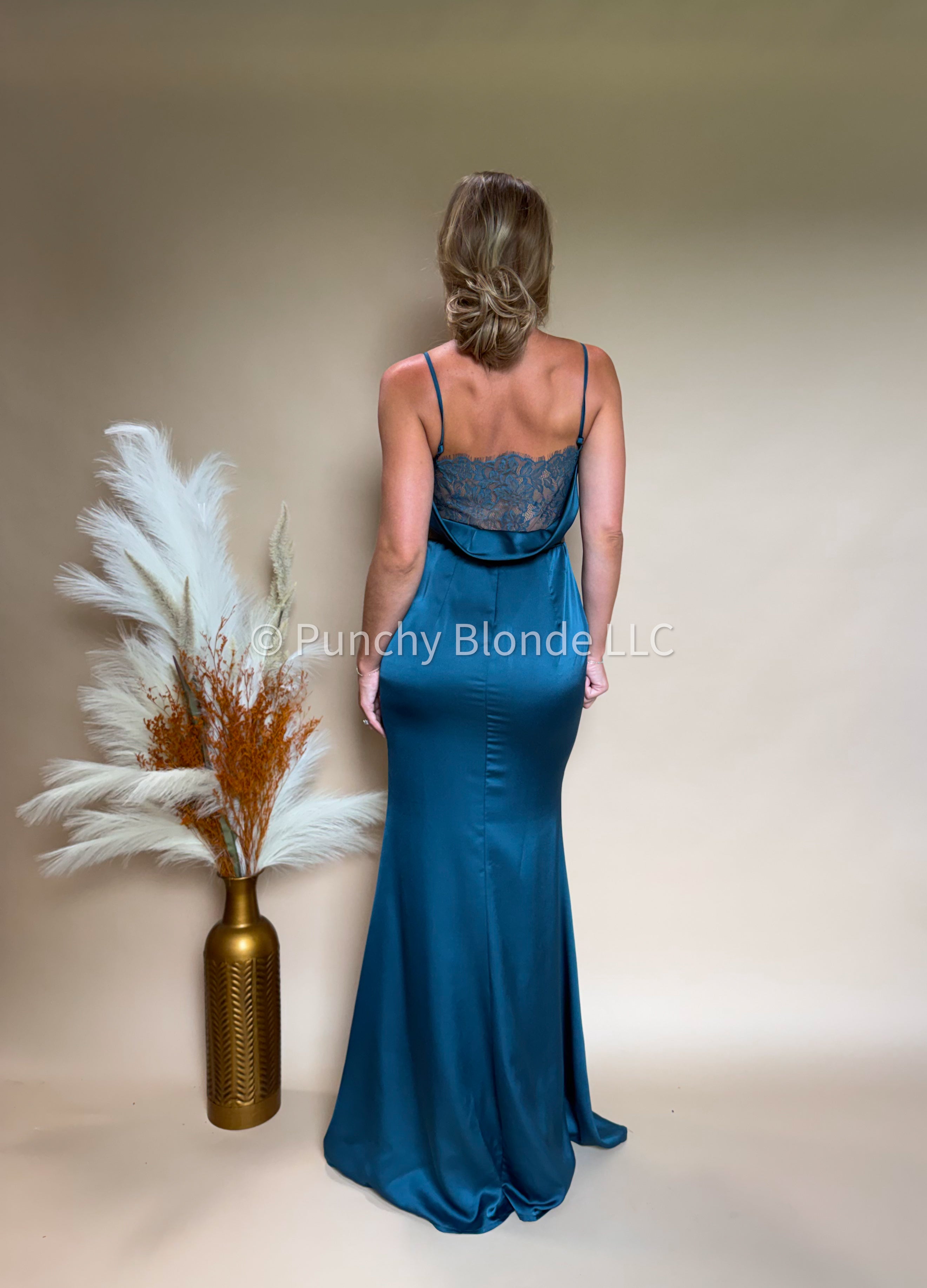 Teal Trails Lace Maxi Dress