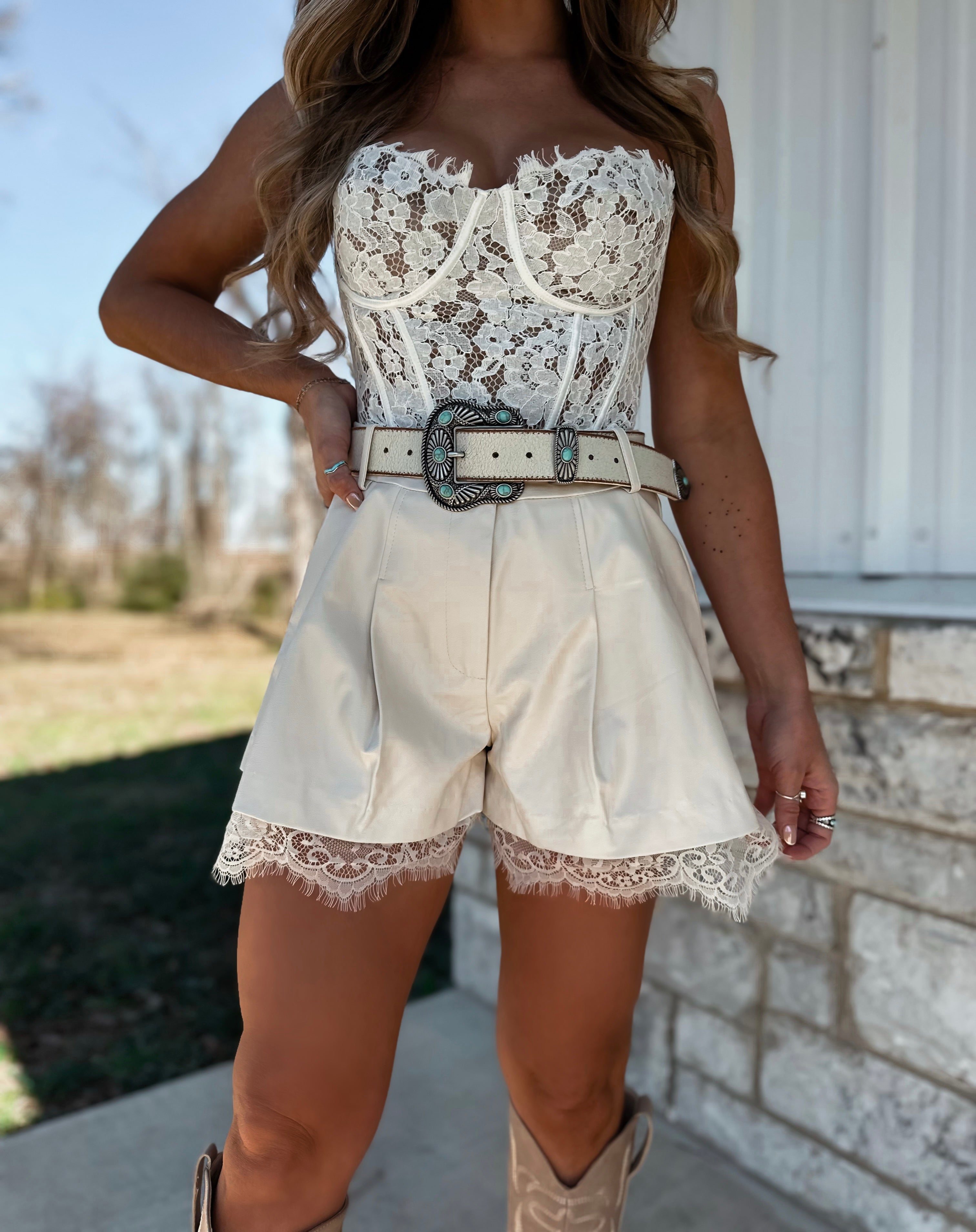 Leather & Lace Shorts