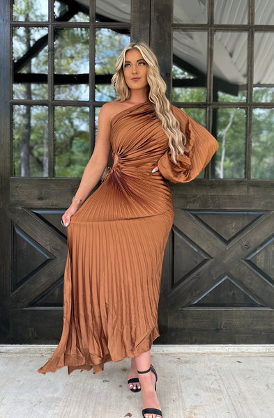 Bronze Elegance Maxi Dress