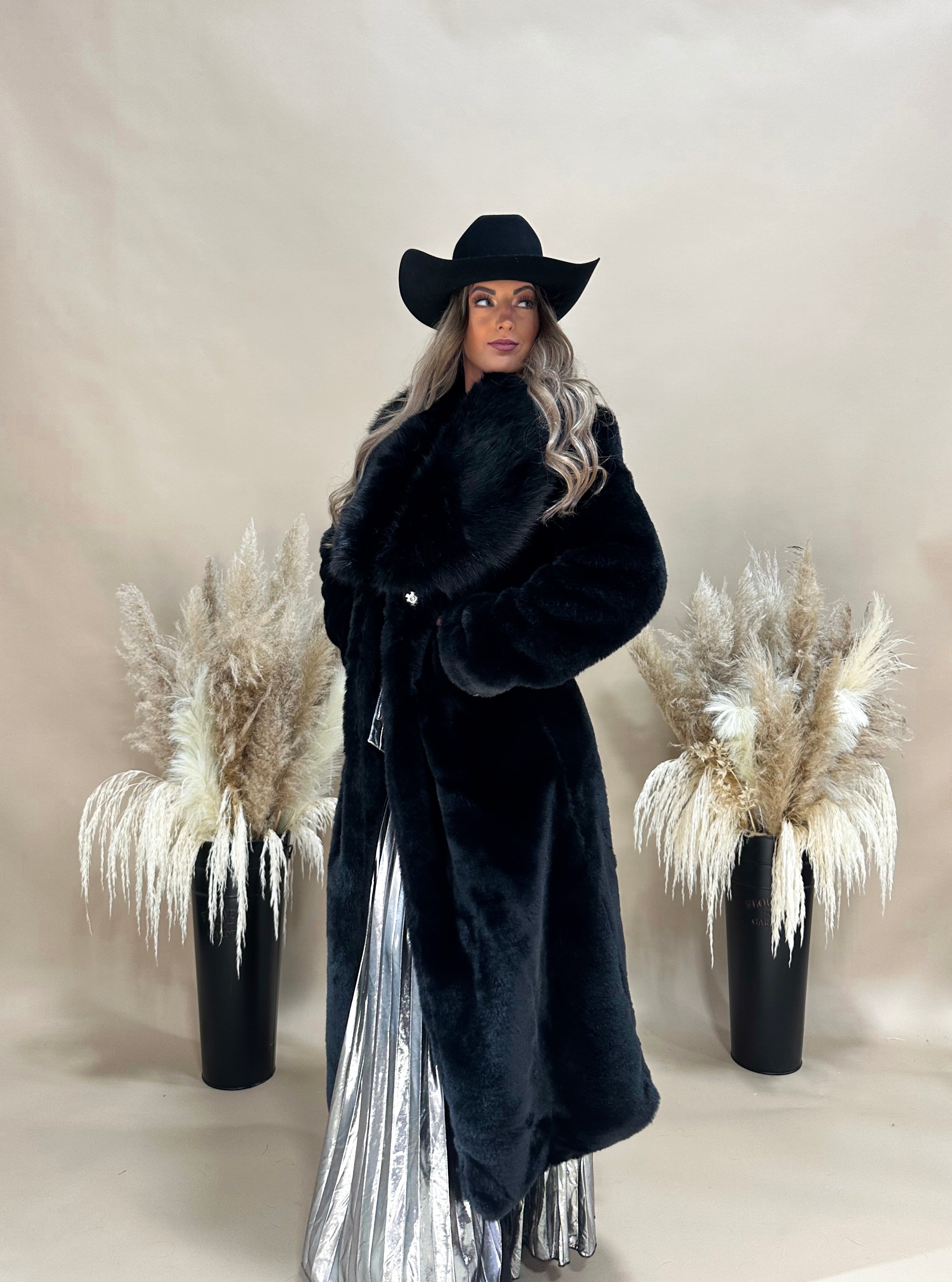 Dutton Luxe Black Fur Coat