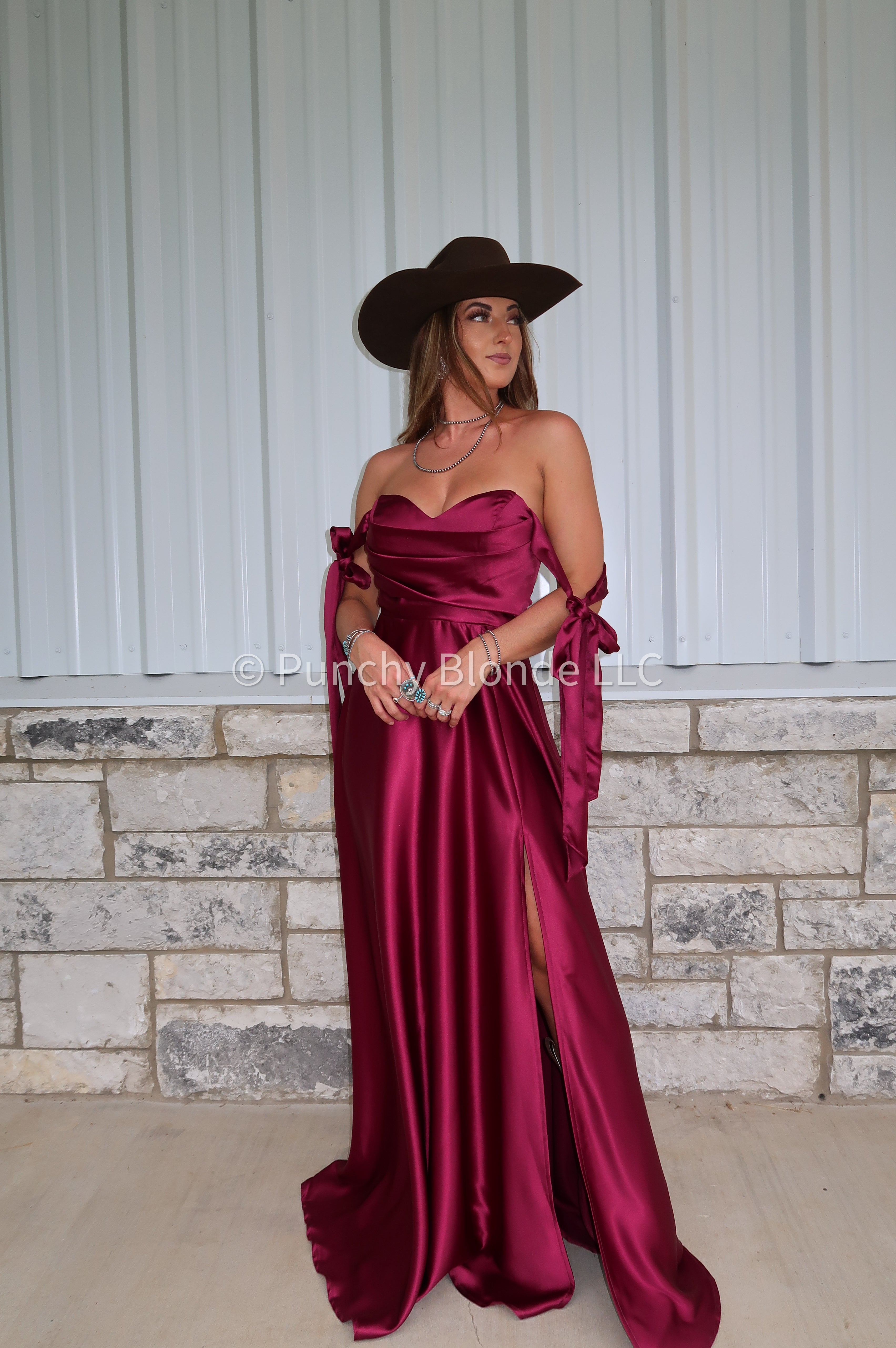 Strawberry Wine Satin Dress