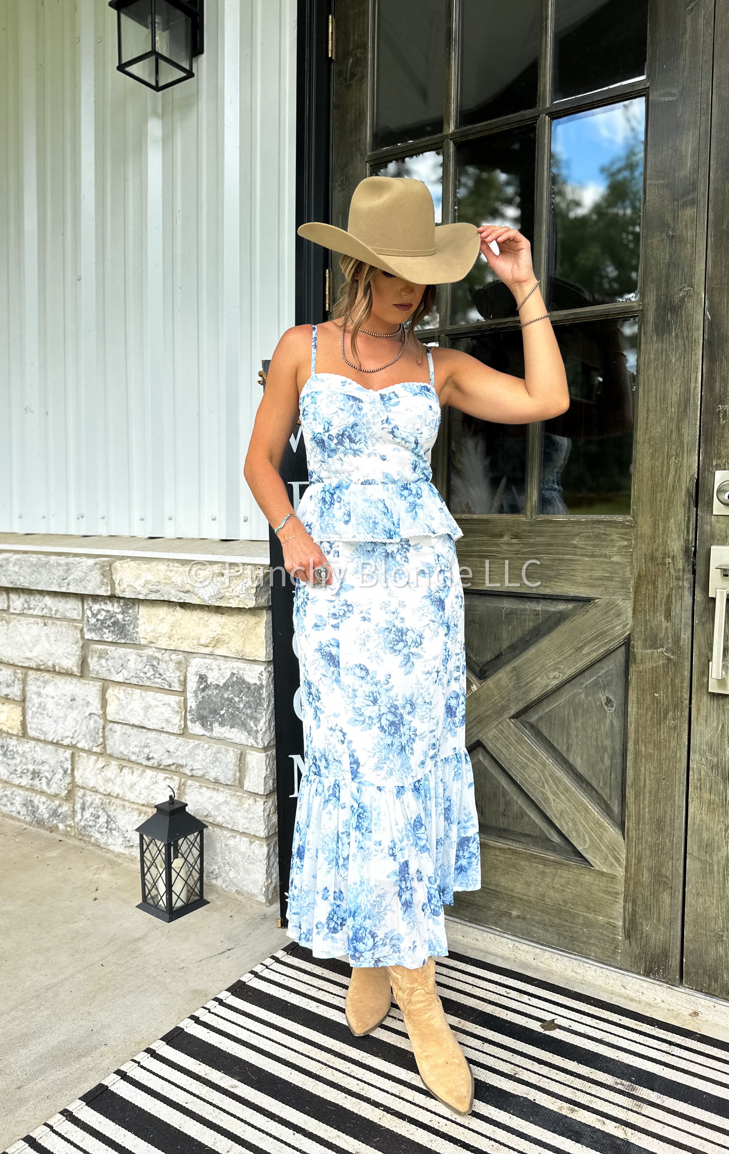 Bridal Blues Floral Midi Dress