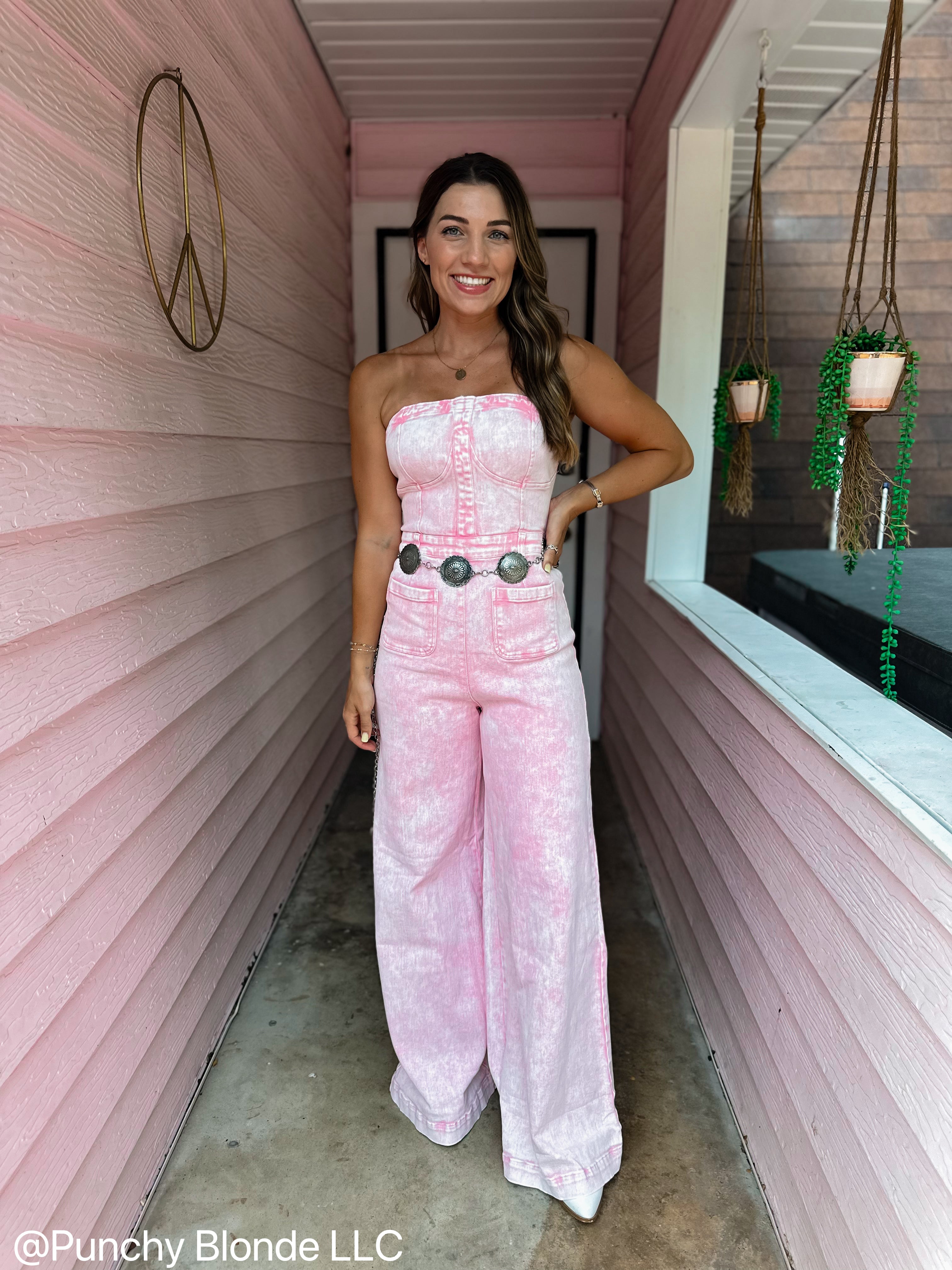 Sweet Pink Denim Jumpsuit