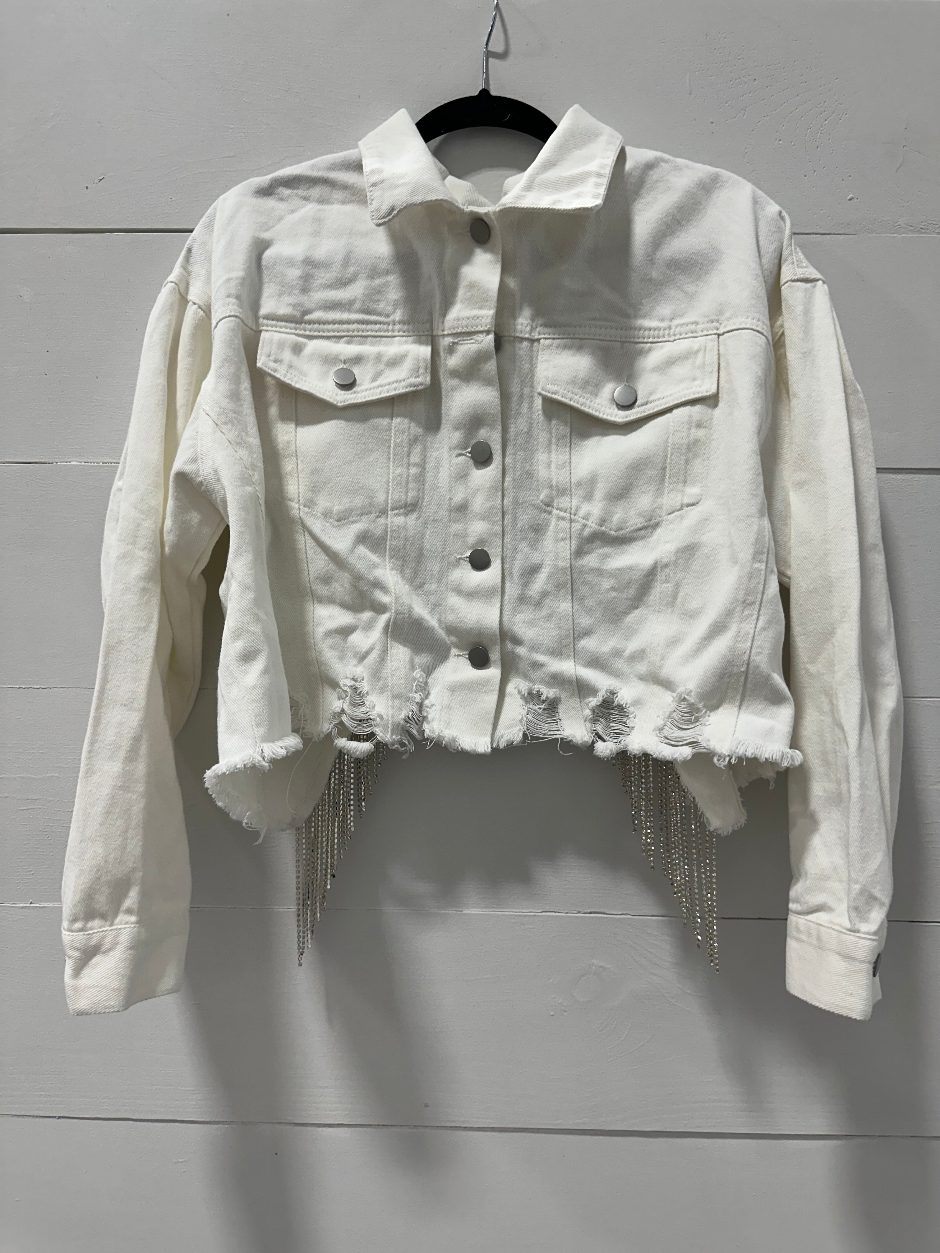 SALE Large Rhinestone Cowgirl White Jacket