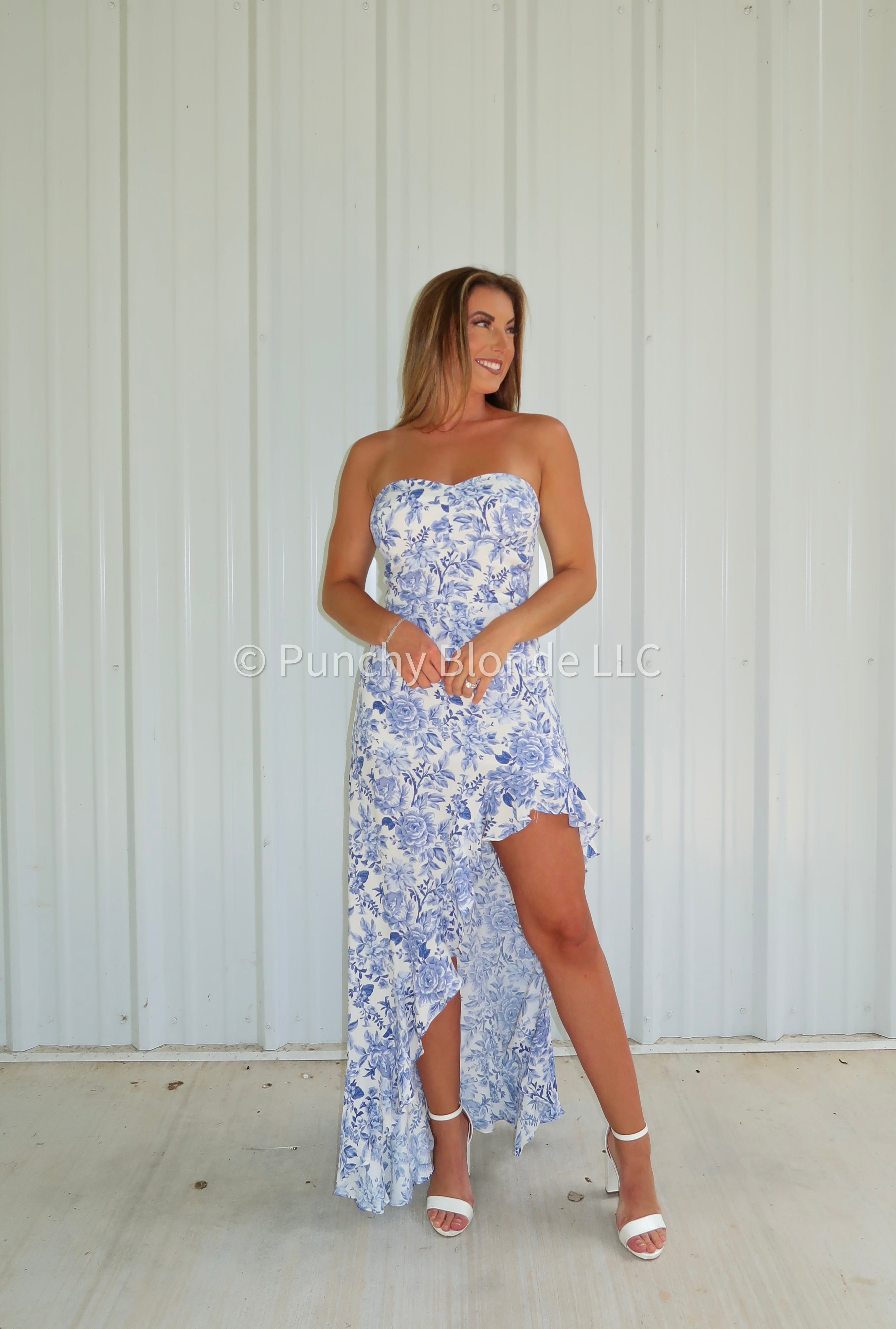 Blue Belles Strapless Dress