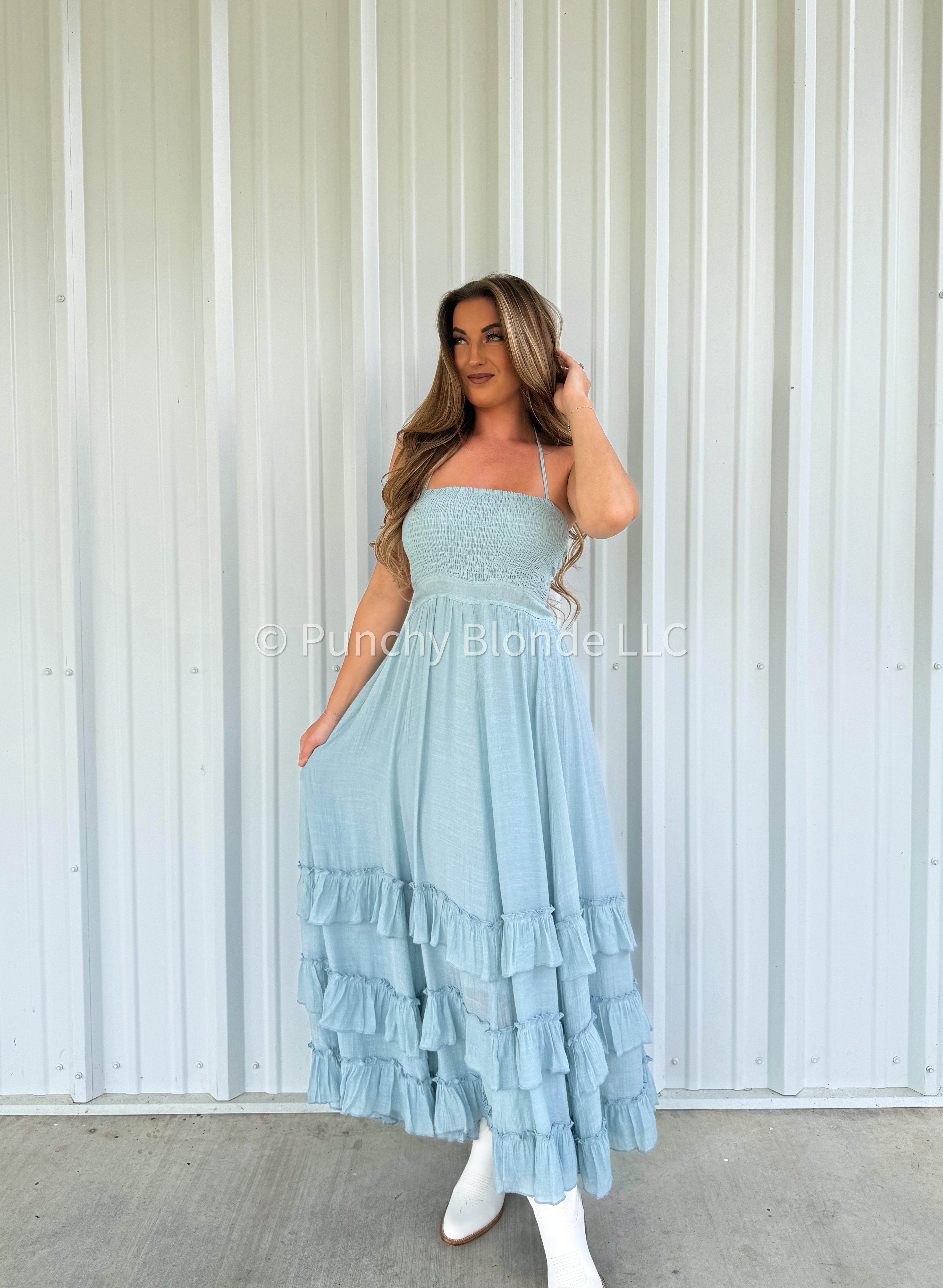 Misty Blue Maxi Dress