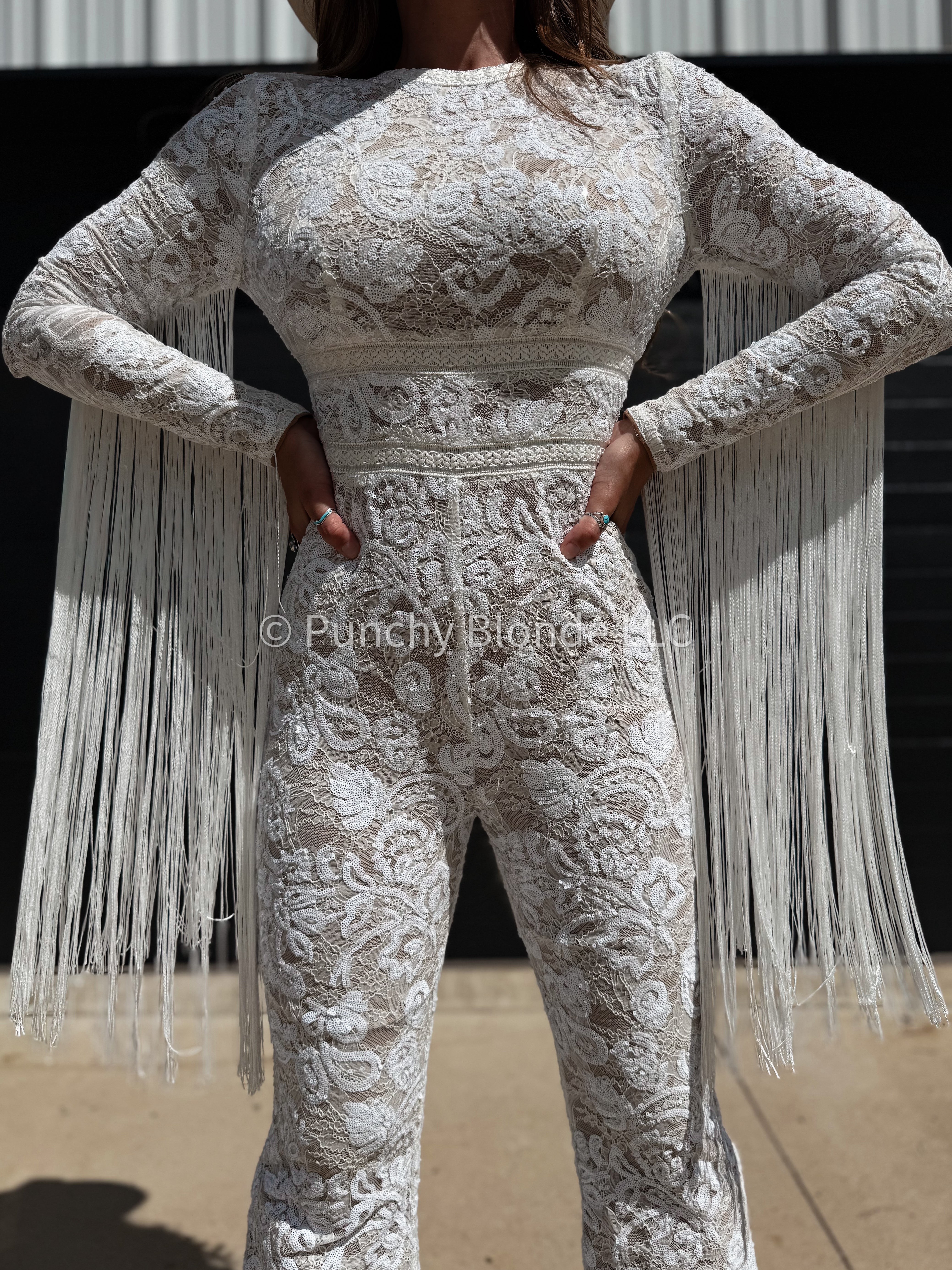 Boho Bride Fringe Jumpsuit