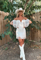 Western Bride Off The Shoulder Fringe Dress