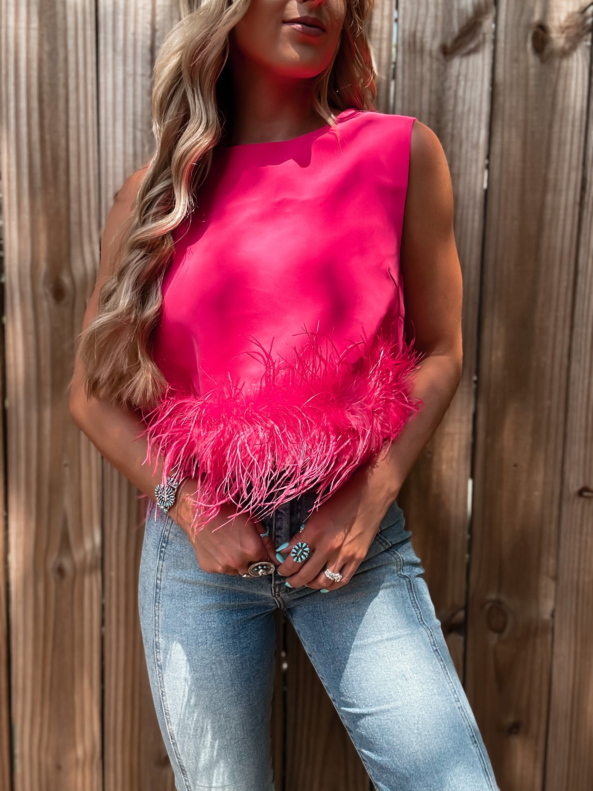Crushing On You Feather Tank Top