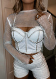 The It Girl White Rhinestone Sleeves