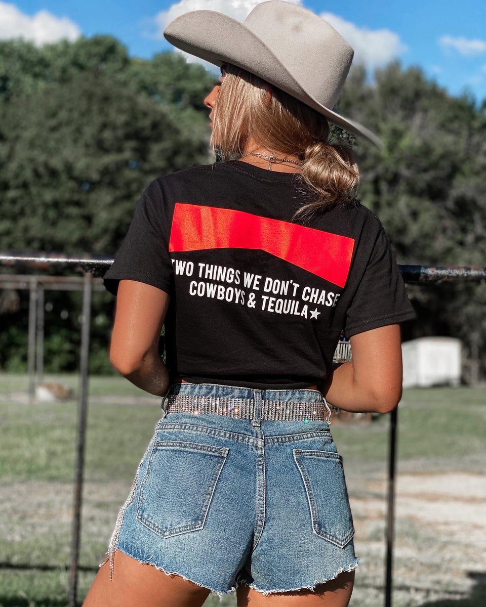 Cowboys & Tequila Black Tee Punchy Blonde LLC
